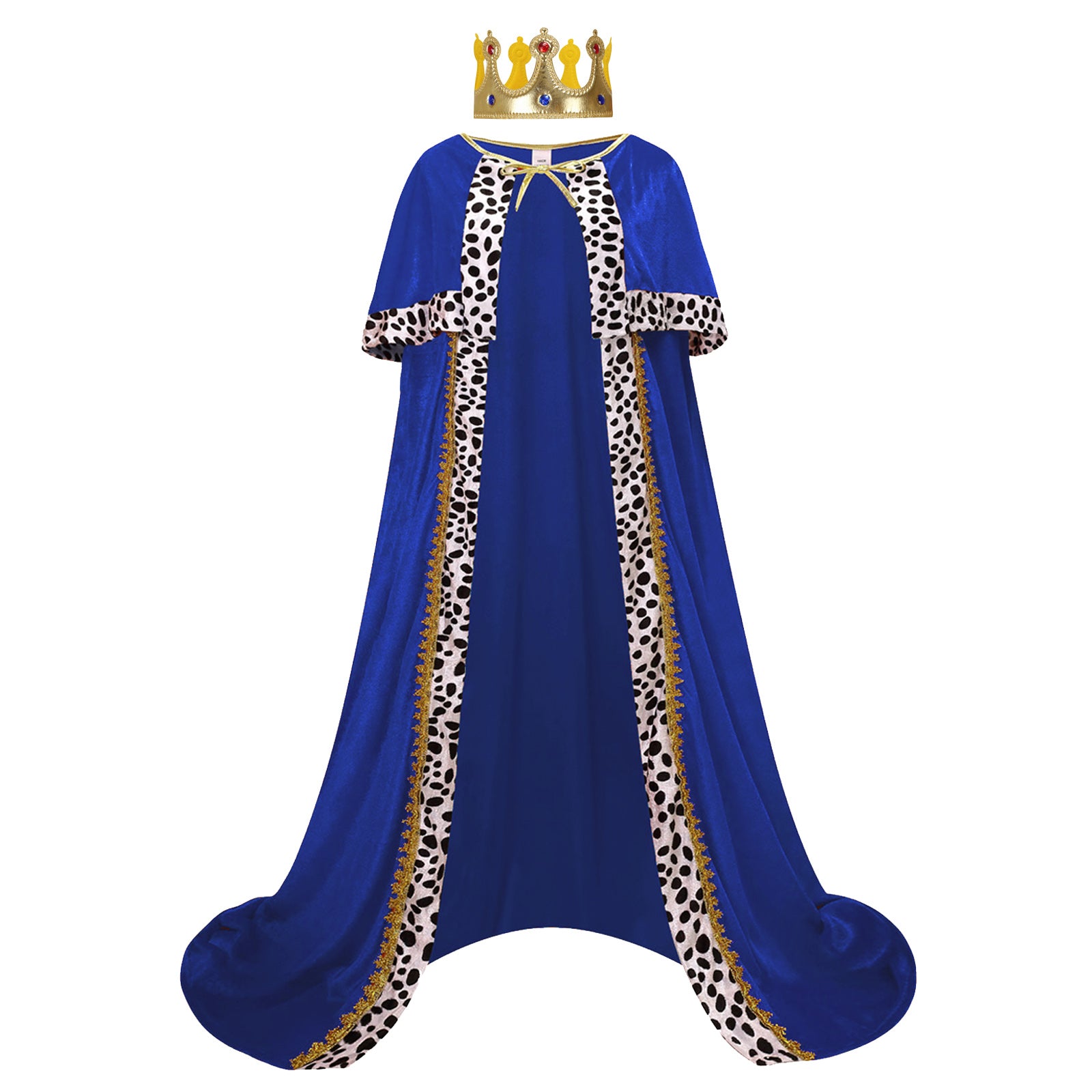 Adult King Cape 3‑Piece Set Custom Velvet Cloak With Crown & Scepter 120CM 140CM 150CM Red Blue Medieval Royal Cosplay Costume