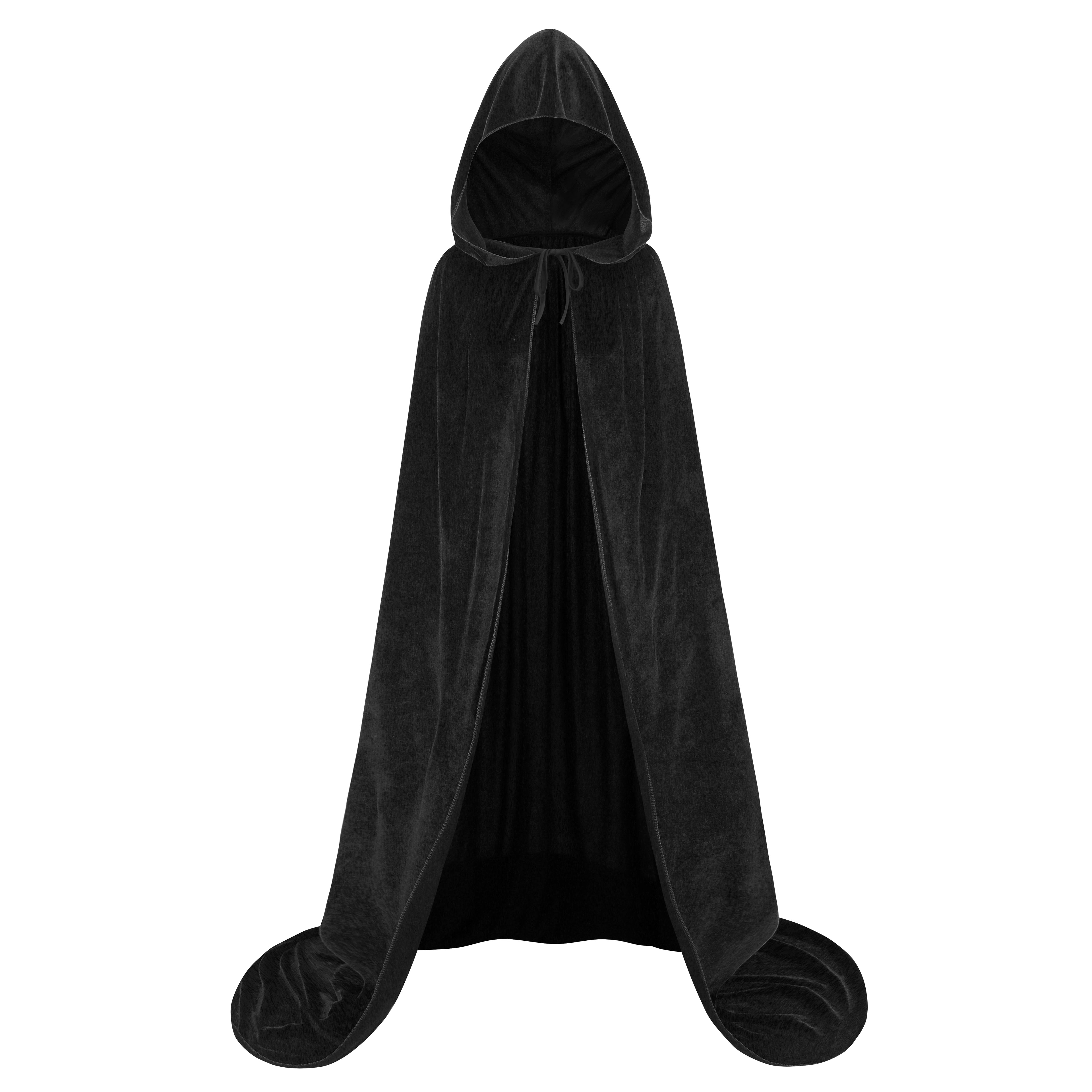 Adult Velvet Cloak Medieval Renaissance Long Cape with Hood for Hollween