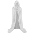 A white hooded cape or cloak with a gathered neck and drawstring, shown front-facing on a plain white background.