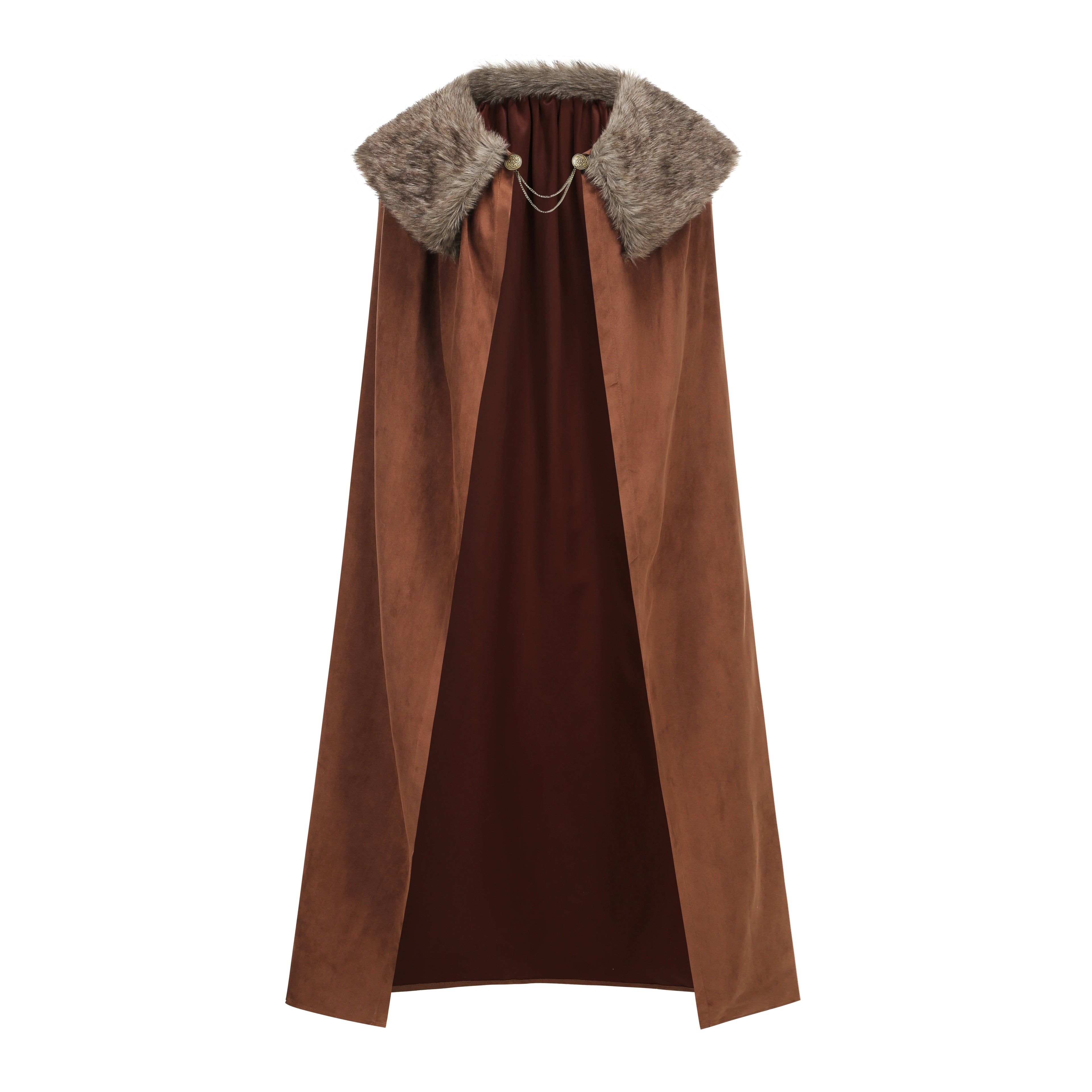 Medieval Viking Cloak Fur Collar Cape Renaissance King Halloween Costume for Adult