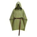 Adult Medieval Hooded Cloak Vintage Renaissance Cape with Hood 2PCS with Belt Men Women Halloween Costume