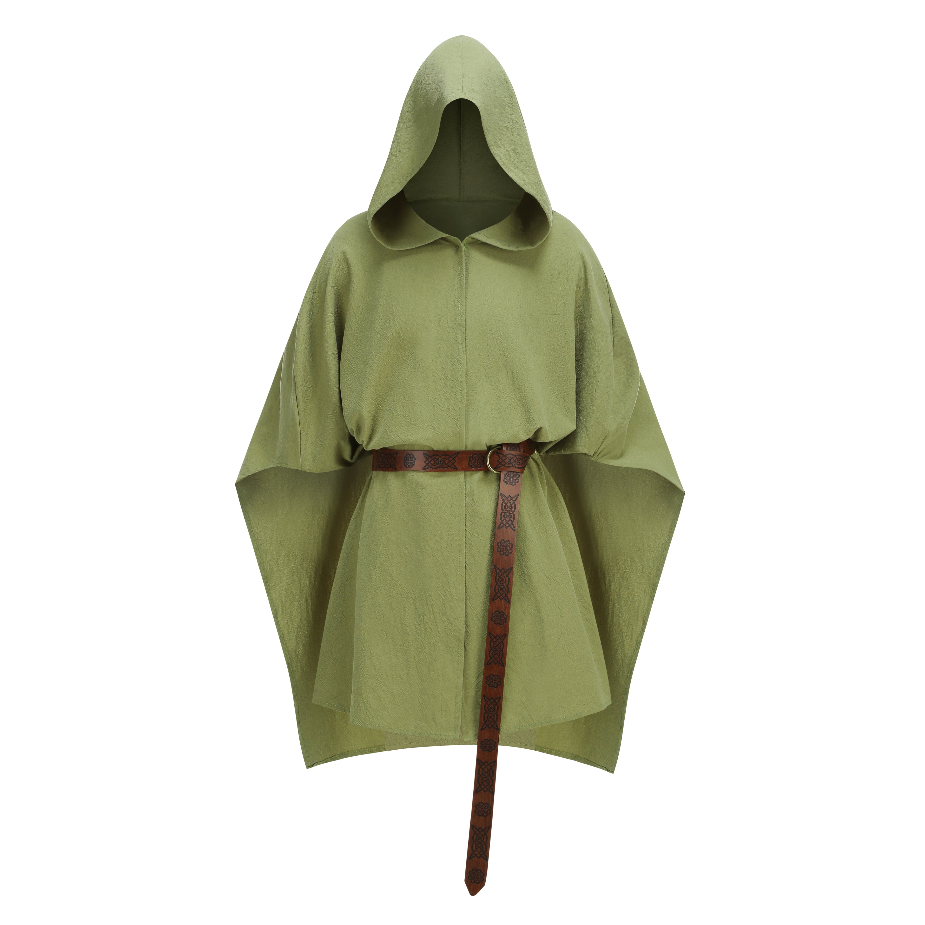 Adult Medieval Hooded Cloak Vintage Renaissance Cape with Hood 2PCS with Belt Men Women Halloween Costume
