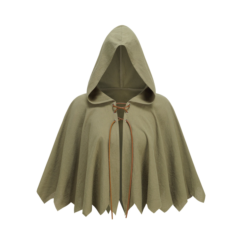 Medieval Cloak with Hood Shawl Renaissance Short Cape Halloween Christmas Party Outfits for Adult
