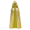 Custom Metallic Gold Hooded Cape With Neck Tie‑Strap 115CM 125CM 145CM 155CM Shiny Cosplay Cloak For Halloween Fantasy Theme Party