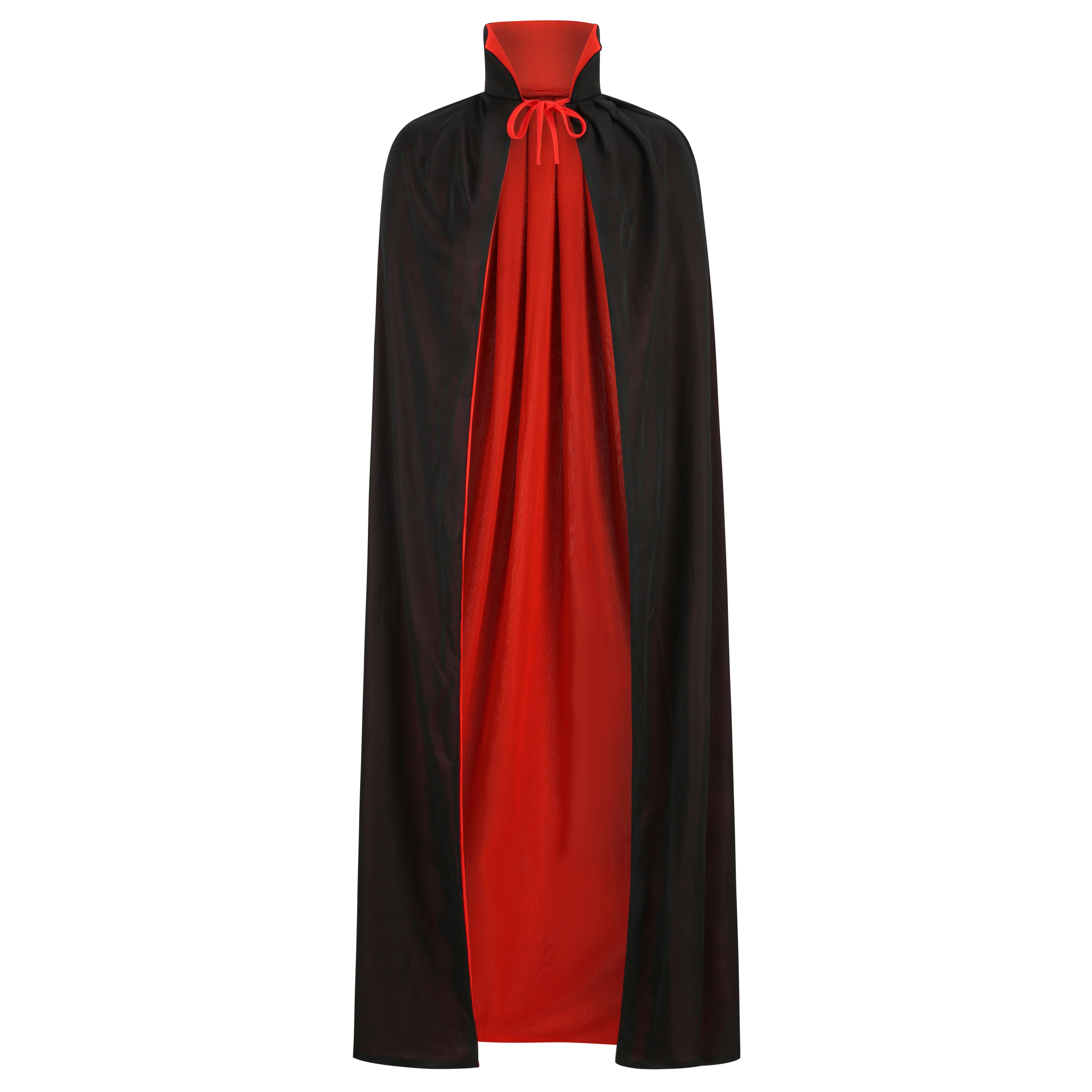 Stand Collar Hooded Cloak, Double-Sided Satin Cape for Men Women, Halloween Masquerade Costume