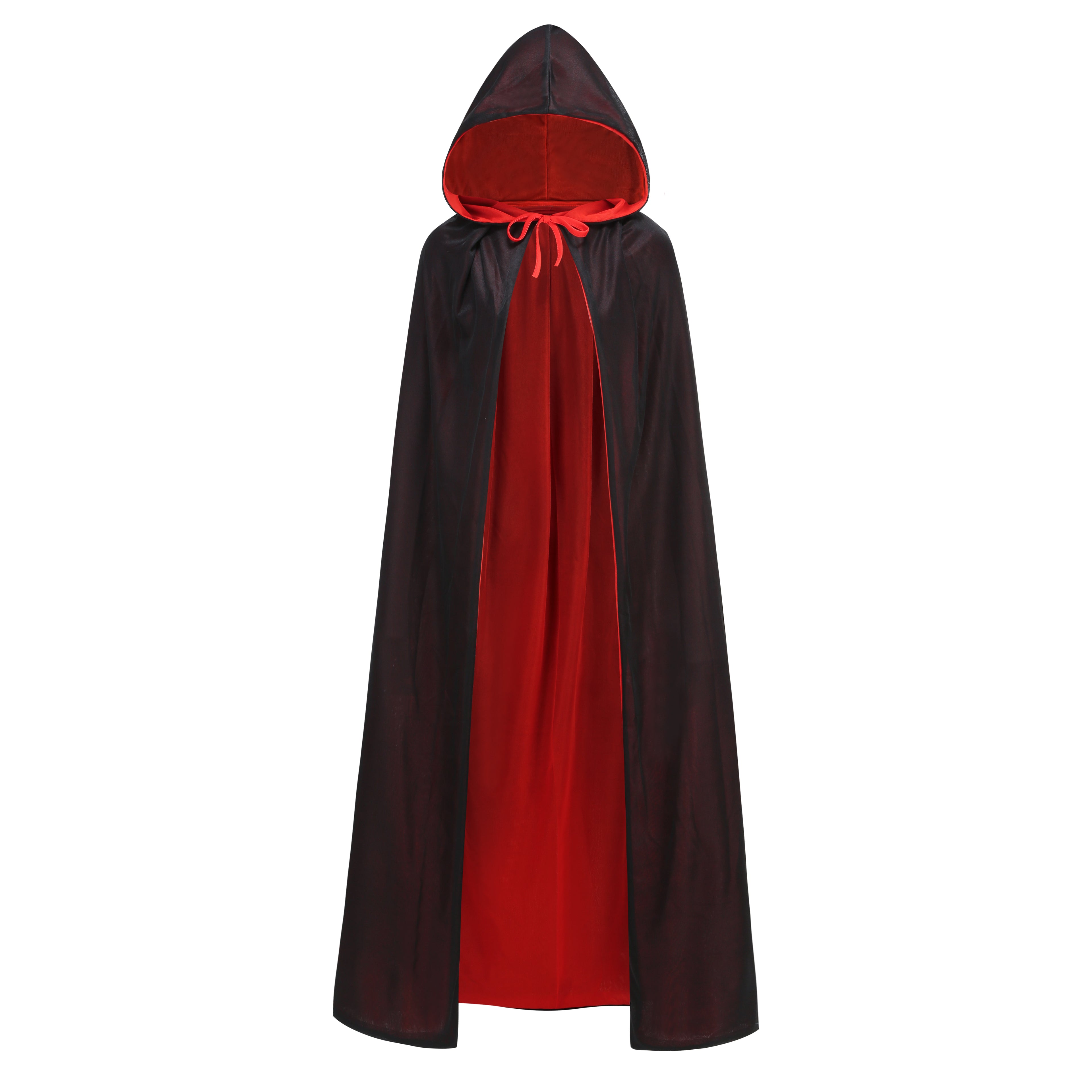 Stand Collar with Hood Reversible Cloak Masquerade Cape Costume, Black and Red,Black and purple