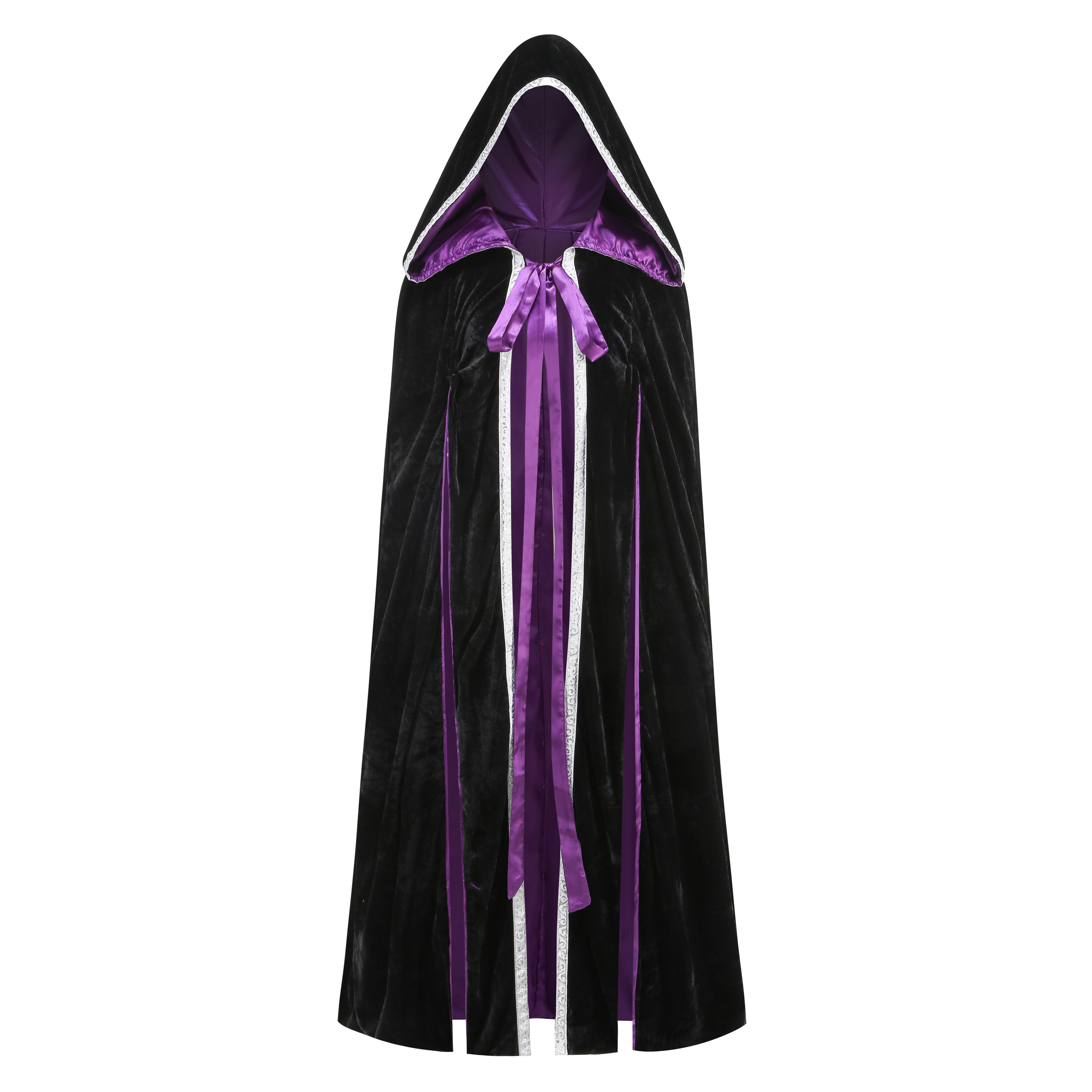Unisex Wizard Cloak Robes With Hood Sleeves Lace Cape Cosplay Halloween Costume