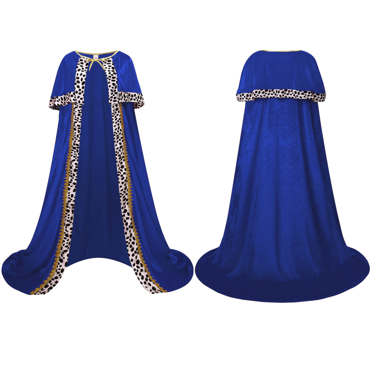 Adult King Cape 3‑Piece Set Custom Velvet Cloak With Crown & Scepter 120CM 140CM 150CM Red Blue Medieval Royal Cosplay Costume