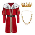 Adult King Robe 4‑Piece Set Custom Velvet Royal Costume 130CM Red Medieval King Halloween Cosplay Outfit