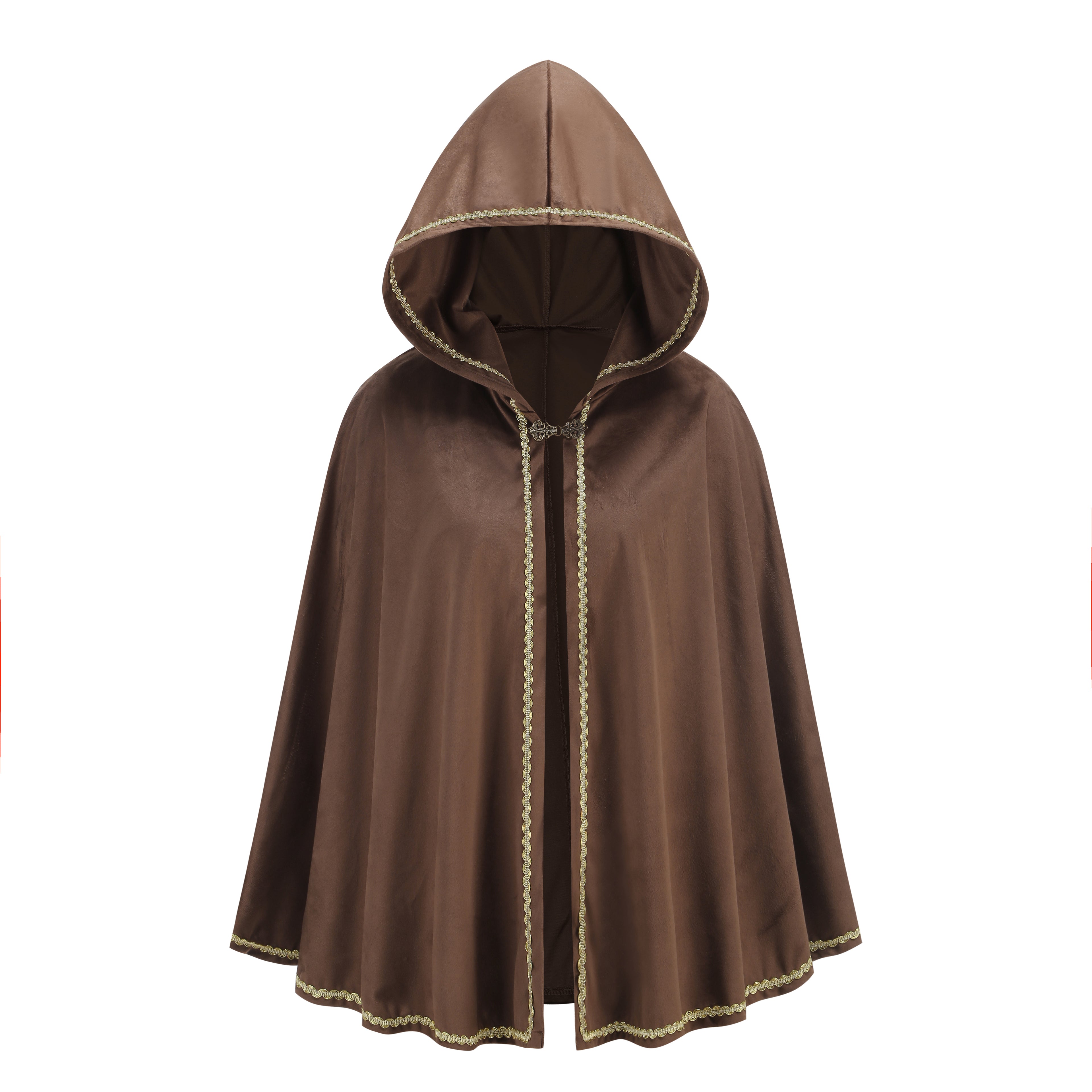 Adult Women Medieval Renaissance Hooded Cape Women Velvet Short Lace Cloak Victorian Halloween Witch Cosplay