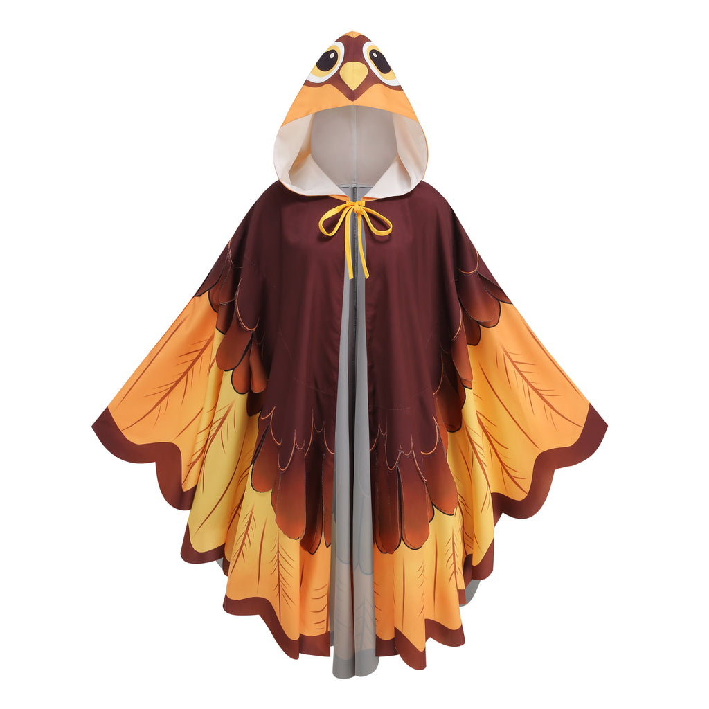 Adult Owl Hooded Cape Custom Printed Bird Cloak 100CM Women Halloween Cosplay Fancy Costume