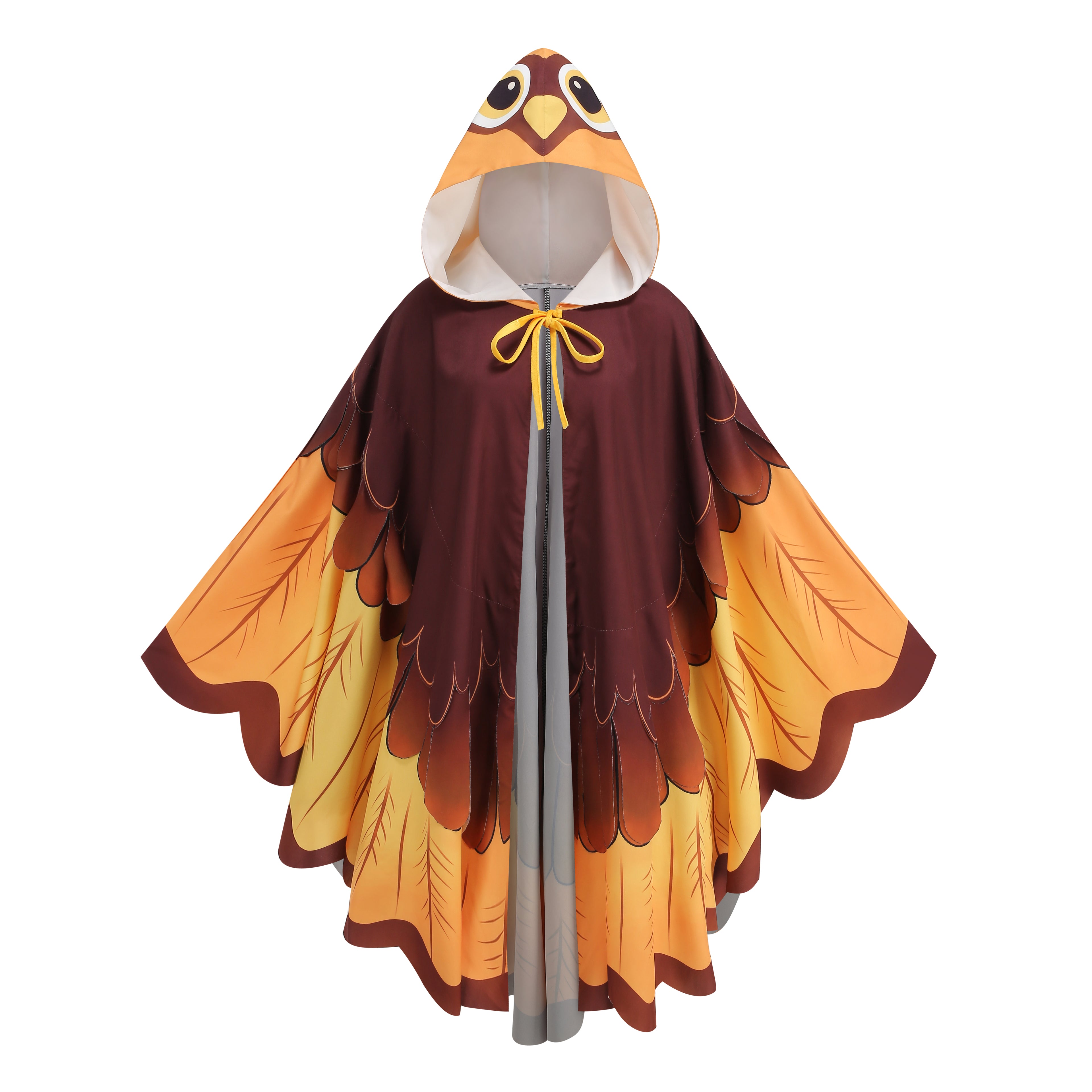 Adult Owl Hooded Cape Custom Printed Bird Cloak 100CM Women Halloween Cosplay Fancy Costume
