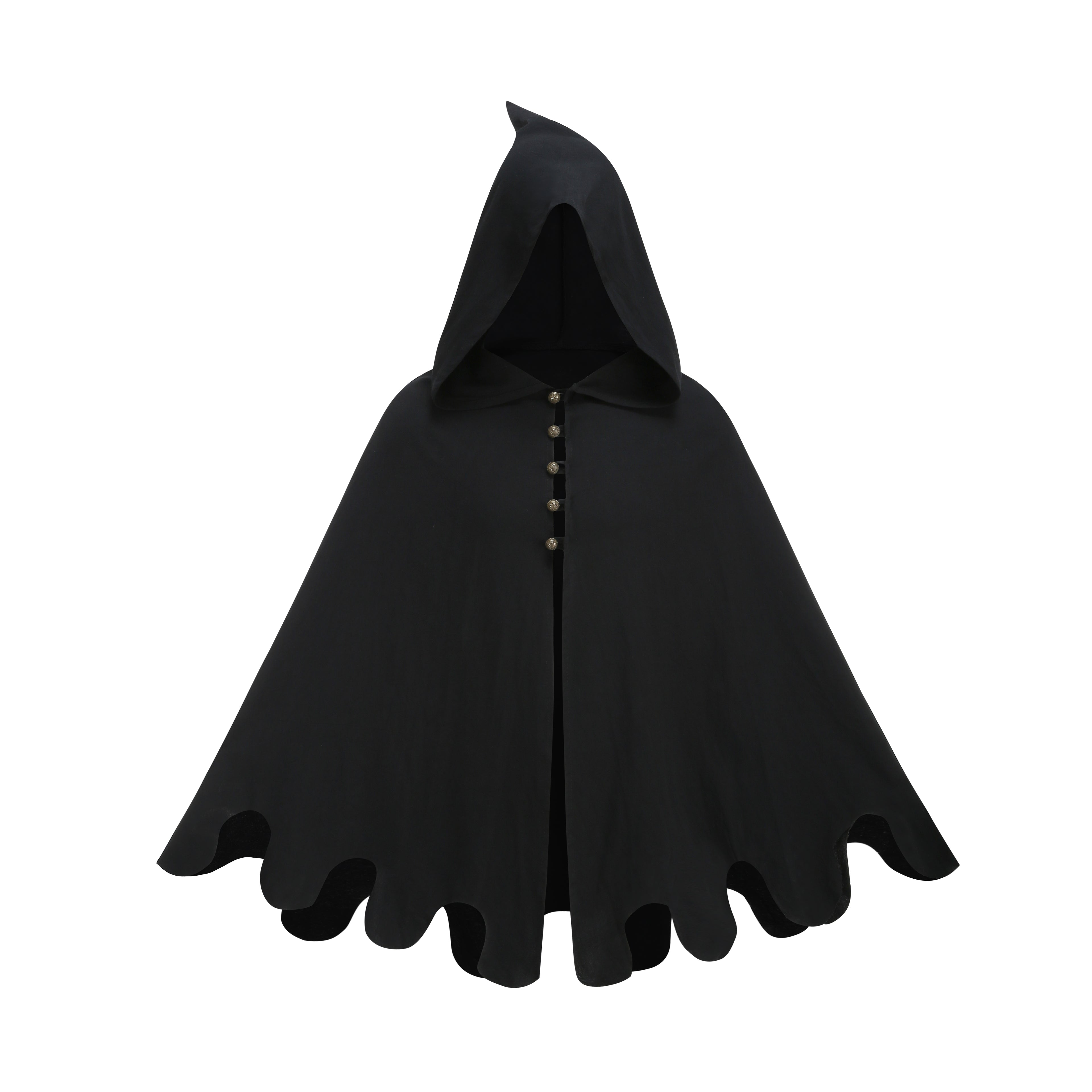 Unisex Medieval Hooded Cloak Gothic Renaissance Cape with Scalloped Hem Adult Halloween Witch Costume