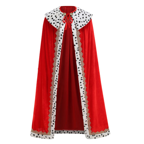 Adult King Cape 3‑Piece Set Custom Velvet Cloak With Crown & Scepter 120CM 140CM 150CM Red Blue Medieval Royal Cosplay Costume