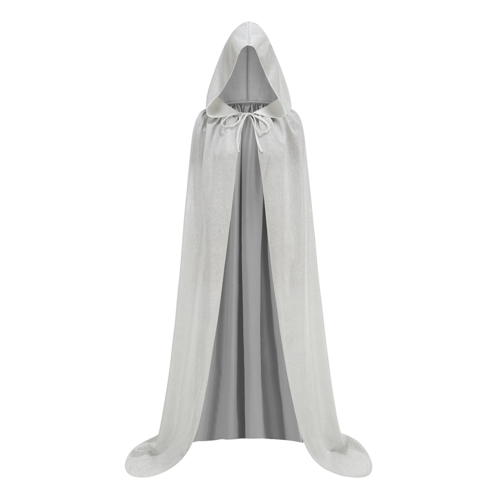 Custom Lurex Holographic Hooded Cape for Adults, Shiny Metallic Thread Cloak Multi‑Color 120‑160CM Halloween Rave Cosplay Festival Costume
