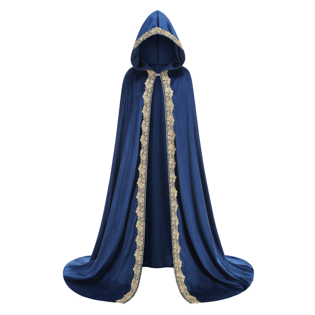 Adult Medieval Renaissance Hooded Cloak Women Men Vintage Long Cape with Hood Halloween Witch Cosplay Costume