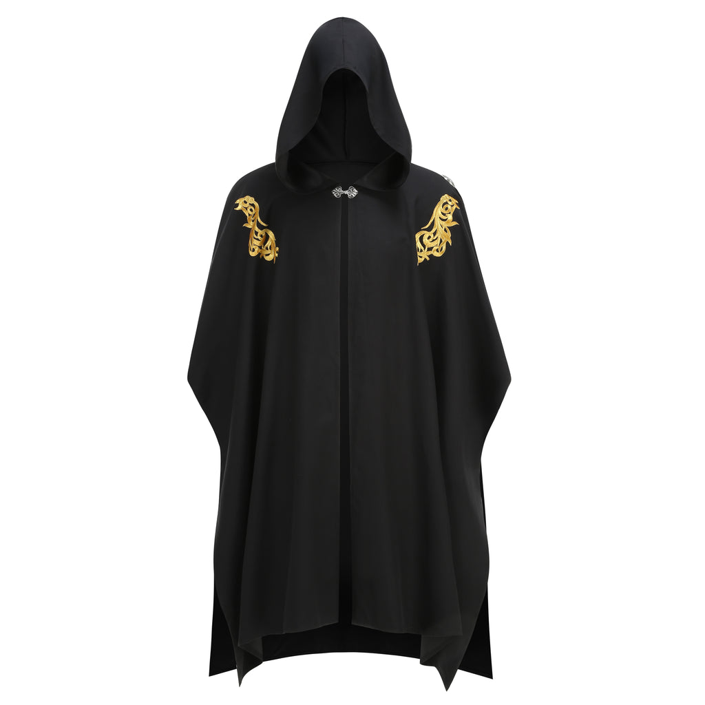 Adult Medieval Cloak with Hooded for Renaissance Cape Viking Ranger Elf Costume for Halloween