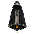 Adult Medieval Witch Hooded Cloak Women Man Renaissance Black Witchs Cape with Hood Halloween Cosplay