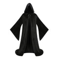 Adult Wizard Hooded Robe Cloak, Sparkle Velvet Wizard Cape With Gold Trim, 140cm‑160cm Shoulder‑to‑Hem for Warlock Sorcerer Halloween Cosplay