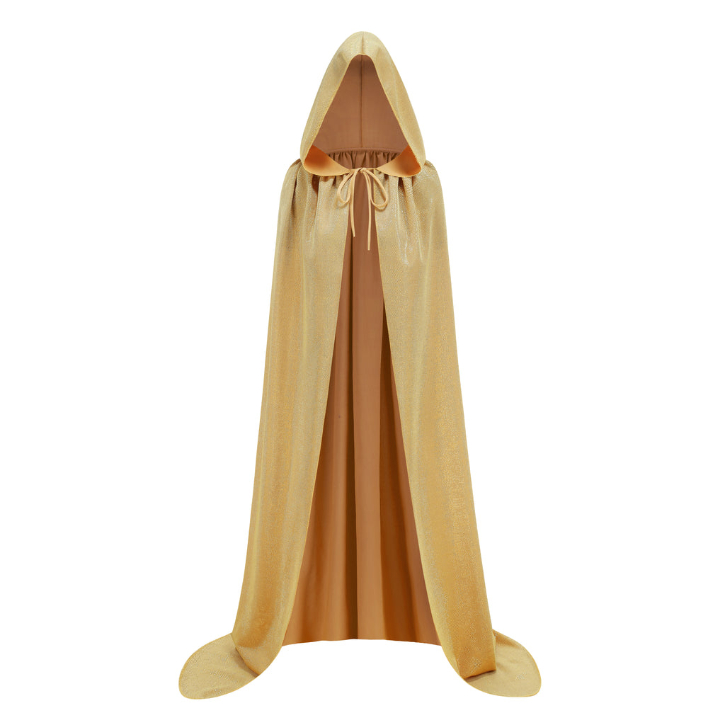 Custom Lurex Holographic Hooded Cape for Adults, Shiny Metallic Thread Cloak Multi‑Color 120‑160CM Halloween Rave Cosplay Festival Costume