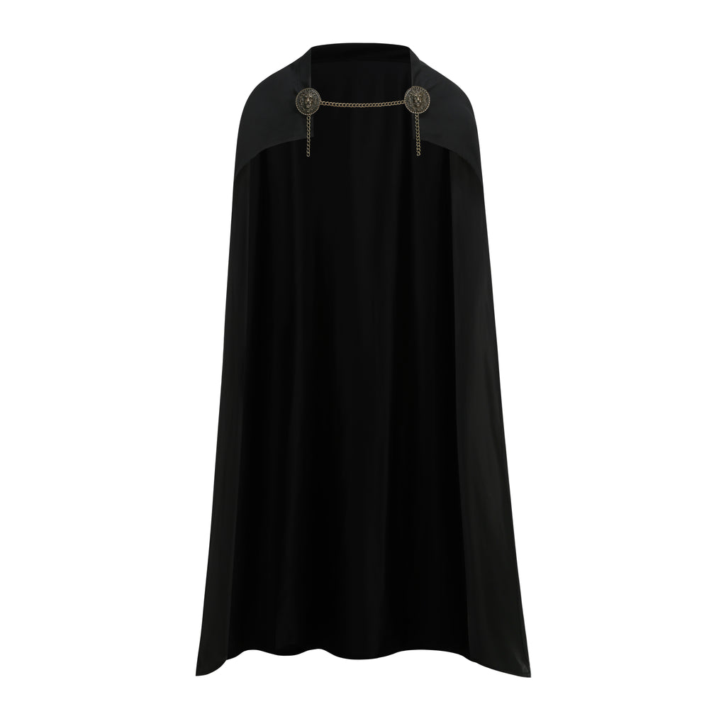Medieval Knight Cloak Renaissance Viking Warrior Cape with Chain Brooch Adult Halloween Costume