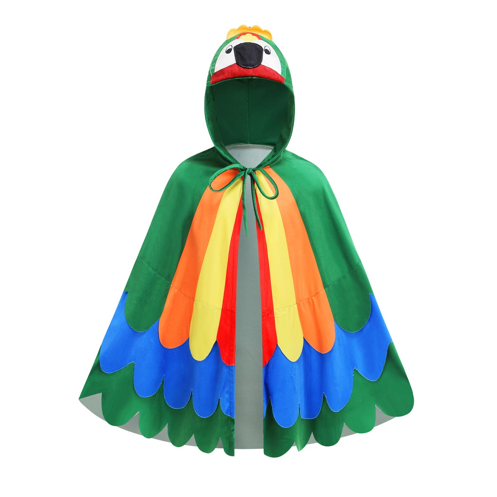 Kids Parrot Hooded Cape 3D Animal Cloak 75CM For 3‑12Y Kids Halloween Cosplay Fancy Costume