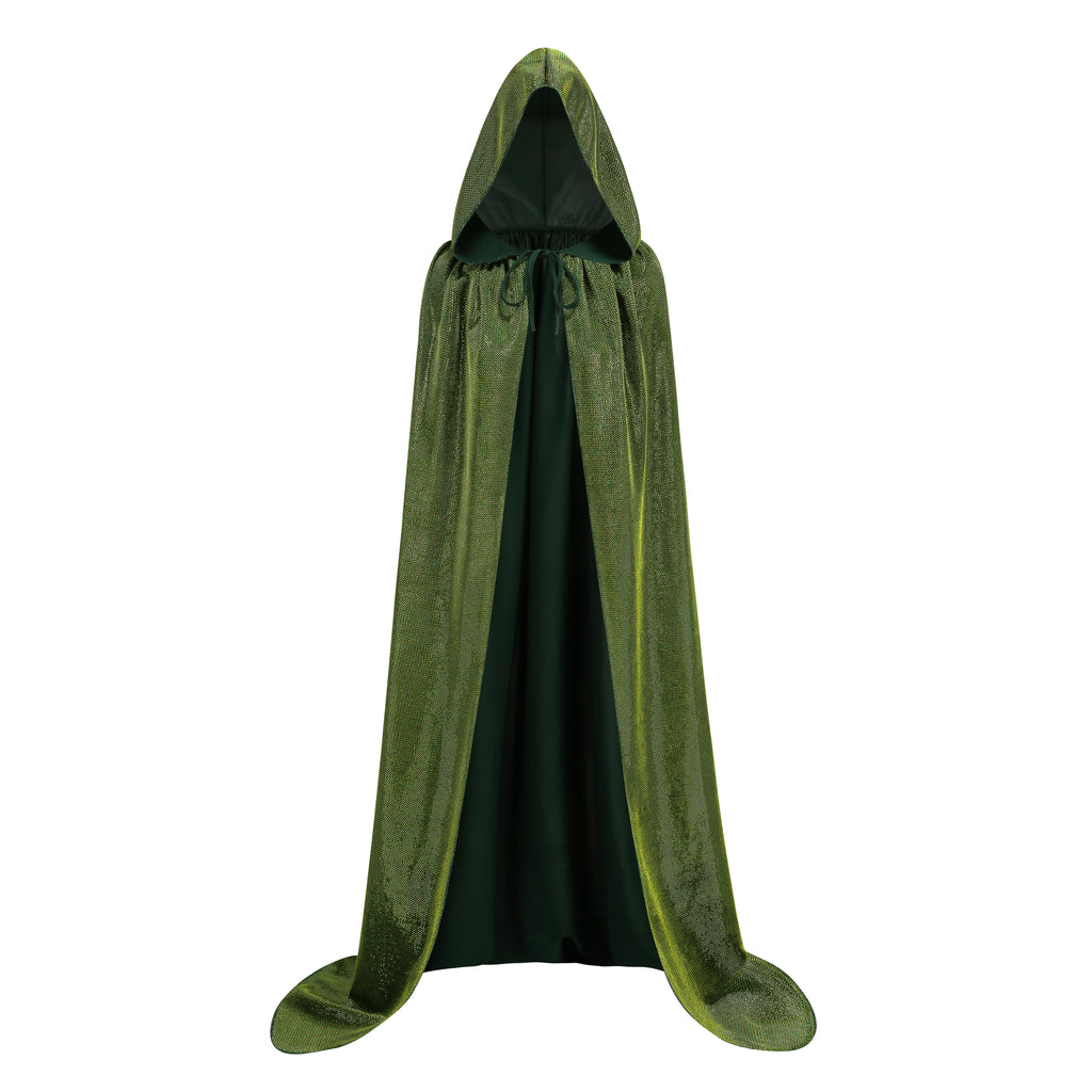 Custom Lurex Holographic Hooded Cape for Adults, Shiny Metallic Thread Cloak Multi‑Color 120‑160CM Halloween Rave Cosplay Festival Costume