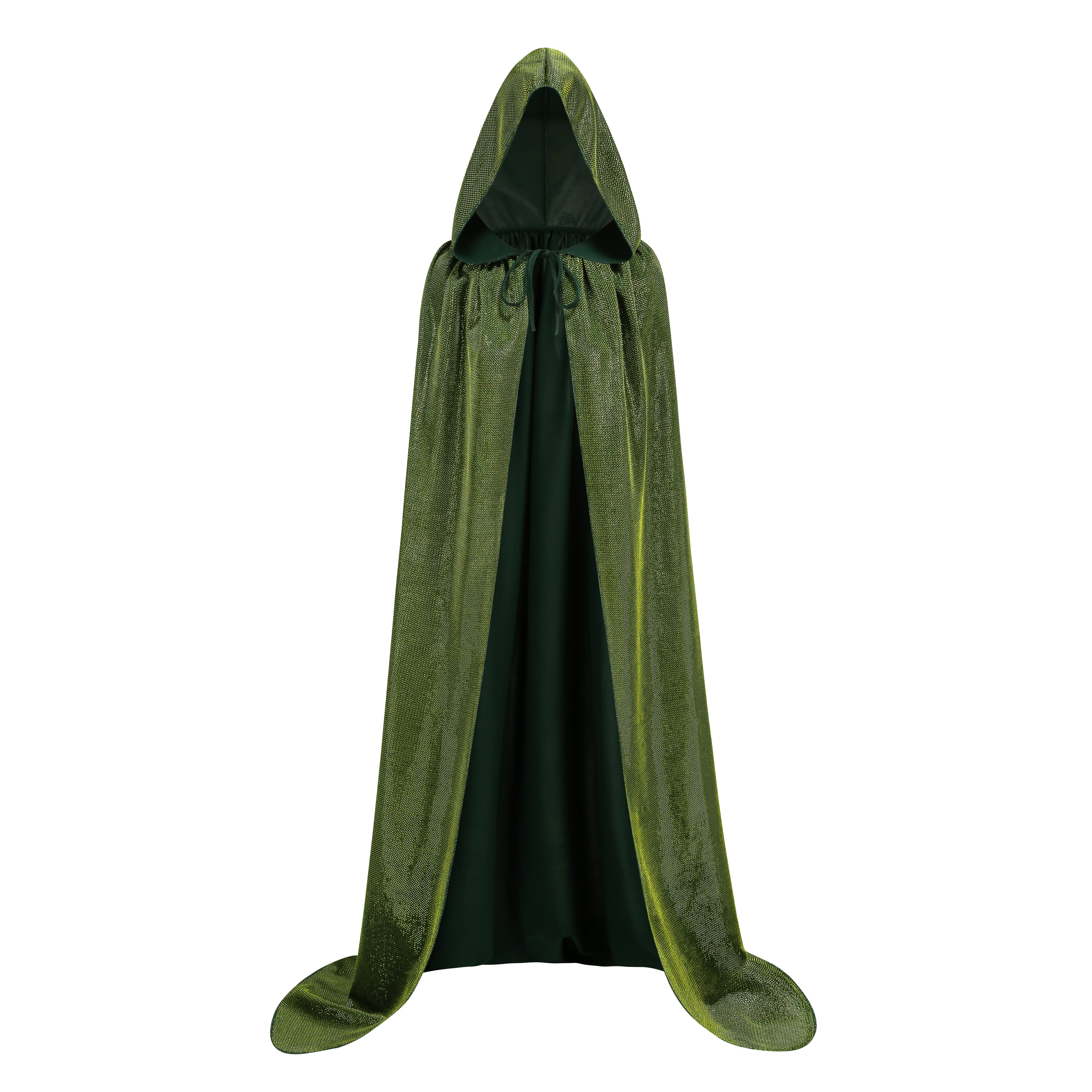 Custom Lurex Holographic Hooded Cape for Adults, Shiny Metallic Thread Cloak Multi‑Color 120‑160CM Halloween Rave Cosplay Festival Costume