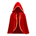 Adult Little Red Riding Hood Hooded Cape With Braided Trim, Bright Red & Wine Red Cloak 60‑65‑70cm Shoulder‑to‑Hem for Halloween Fairy Tale Cosplay