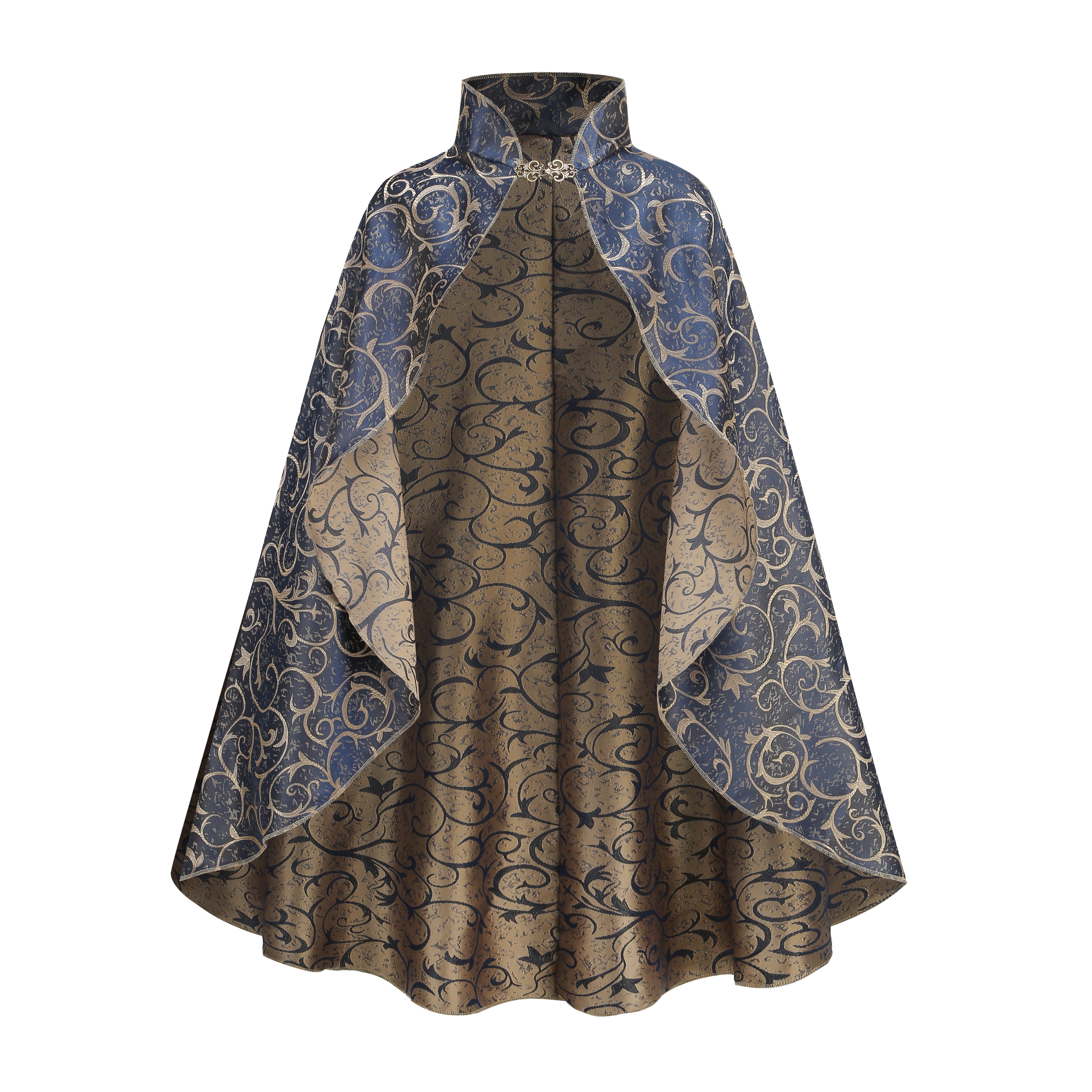 Medieval Renaissance Wizard Cape Gothic Steampunk Cloak Costume with Luxurious Velvet Jacquard Halloween Cosplay