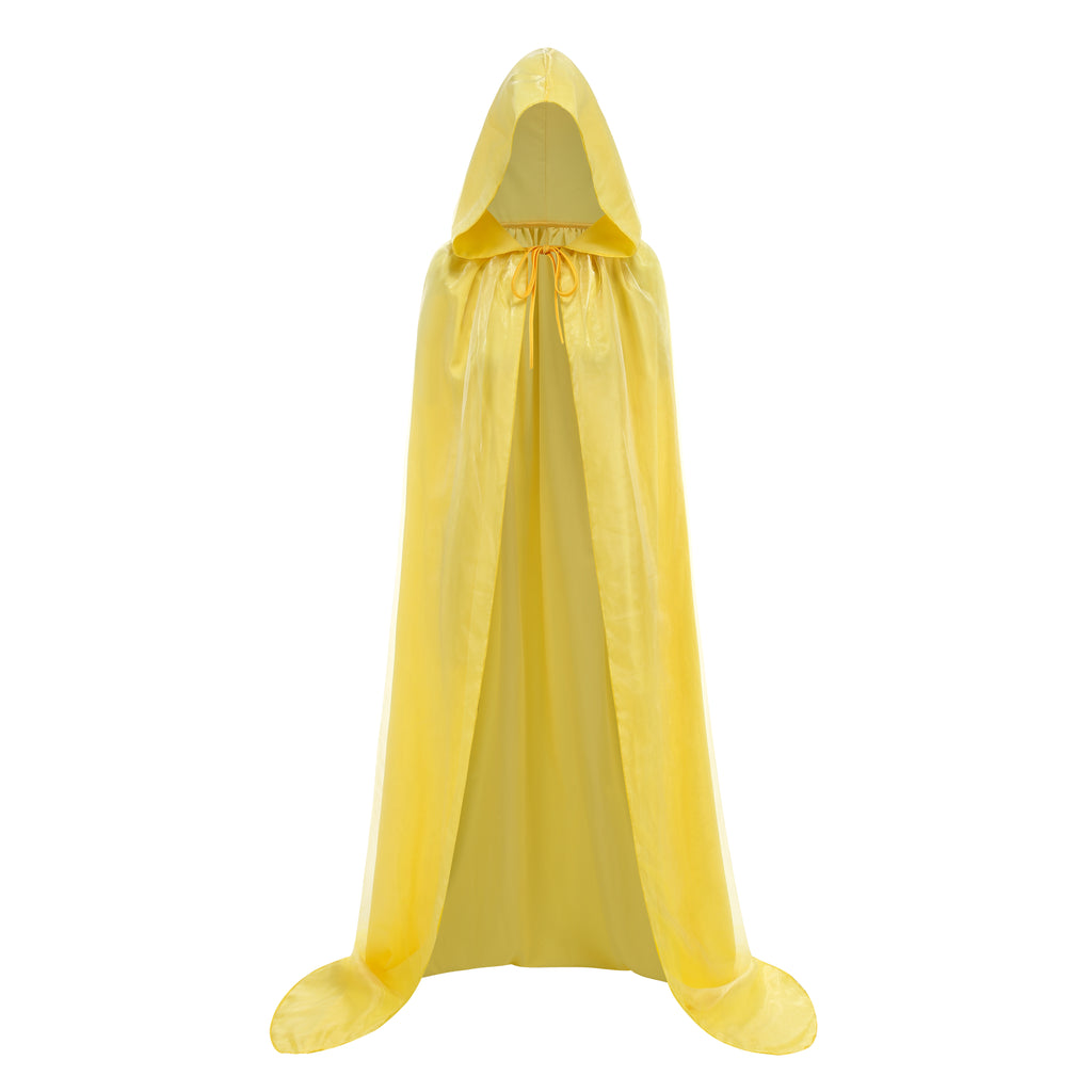 Adult Unisex Full Length Hooded Cloak Sparkle Shiny Cape with Hood Women Halloween Mardi Gras Wizard Cosplay Costume