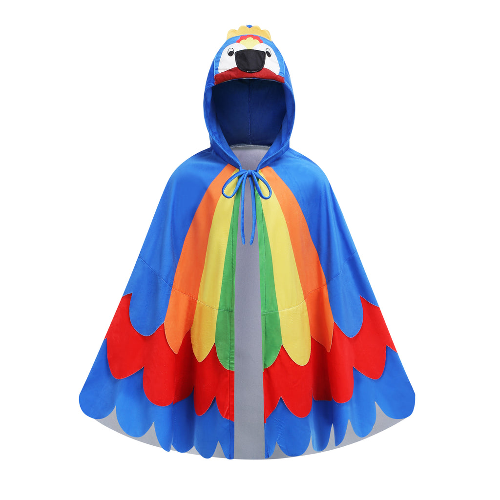 Kids Parrot Hooded Cape 3D Animal Cloak 75CM For 3‑12Y Kids Halloween Cosplay Fancy Costume