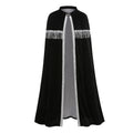 Unisex Medieval Hooded Cloak Renaissance Velvet Cape with Silver Tassels Adult Halloween Party Royal Witch