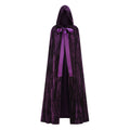 Unisex Adults Hooded Cloak Medieval Velvet Cape with Hood Witch Wizard Halloween Party Cosplay Costume