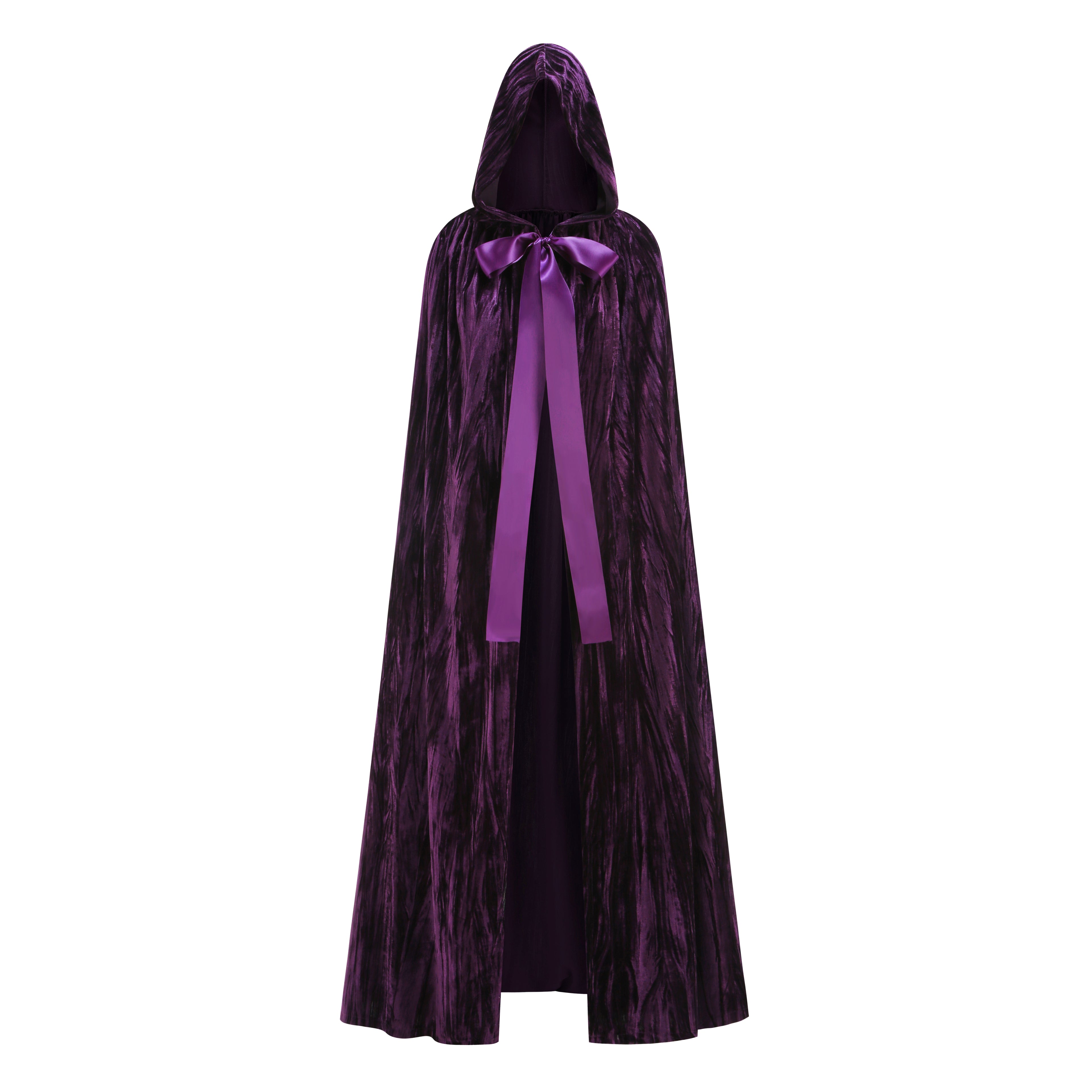 Unisex Adults Hooded Cloak Medieval Velvet Cape with Hood Witch Wizard Halloween Party Cosplay Costume