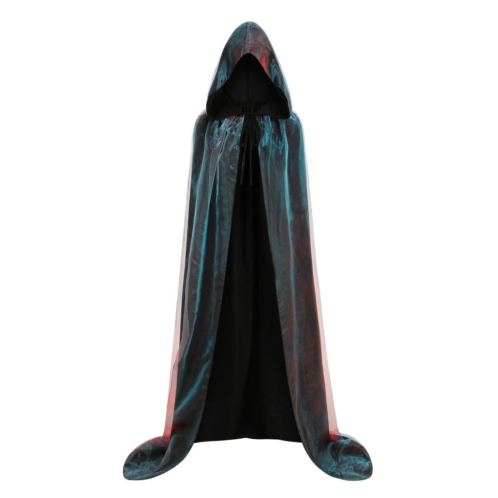Adult Unisex Full Length Hooded Cloak Sparkle Shiny Cape with Hood Women Halloween Mardi Gras Wizard Cosplay Costume