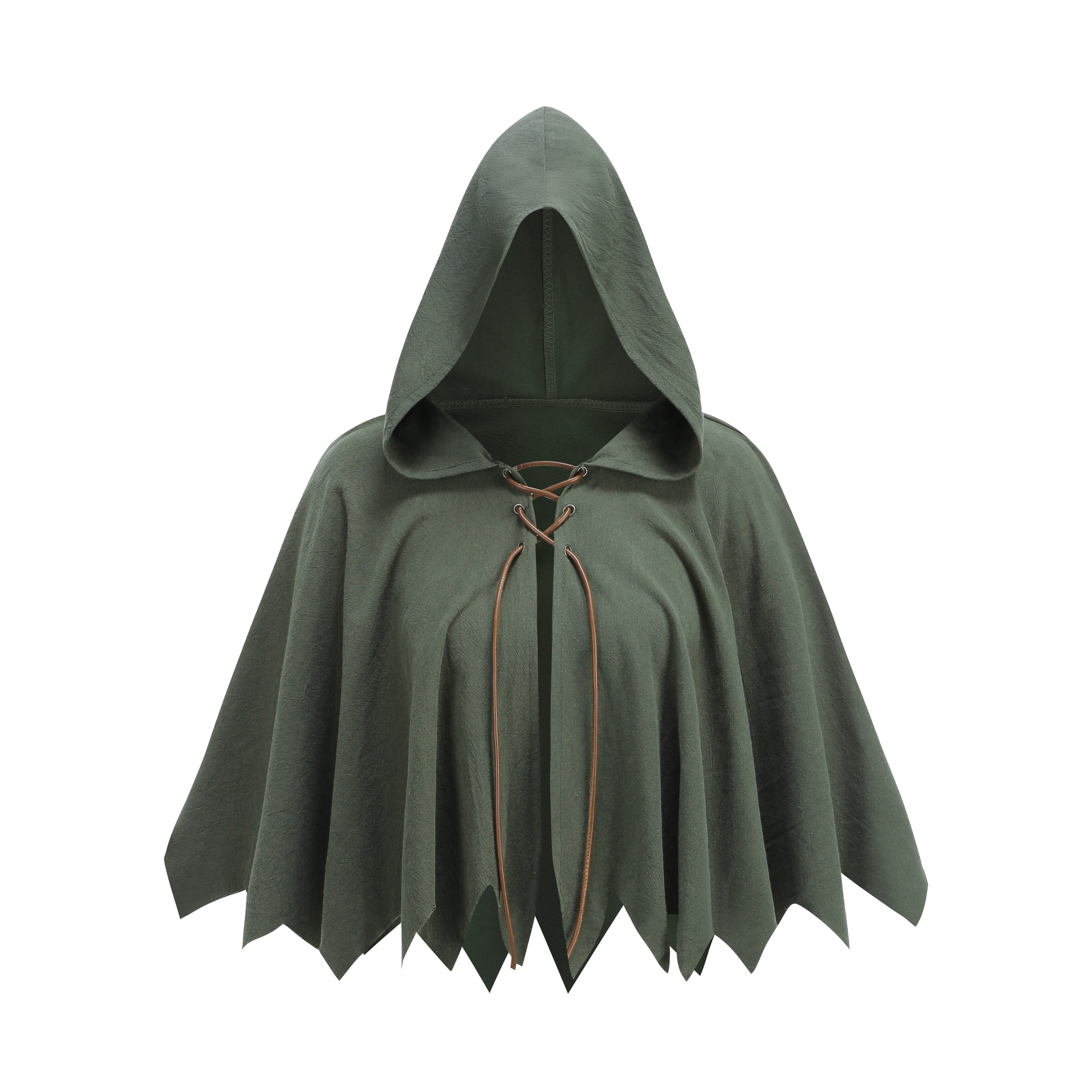 Medieval Cloak with Hood Shawl Renaissance Short Cape Halloween Christmas Party Outfits for Adult