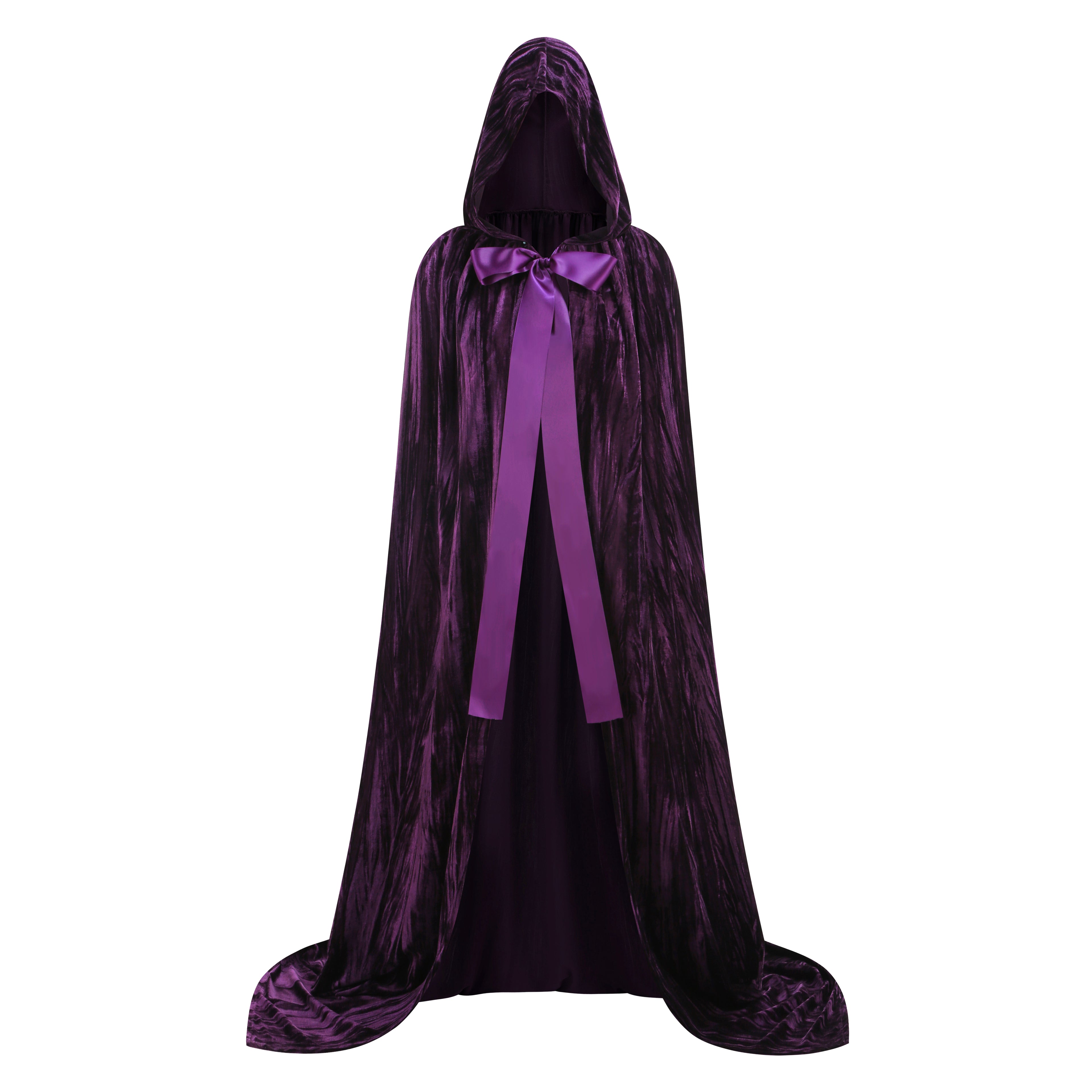 Unisex Adults Hooded Cloak Medieval Velvet Cape with Hood Witch Wizard Halloween Party Cosplay Costume