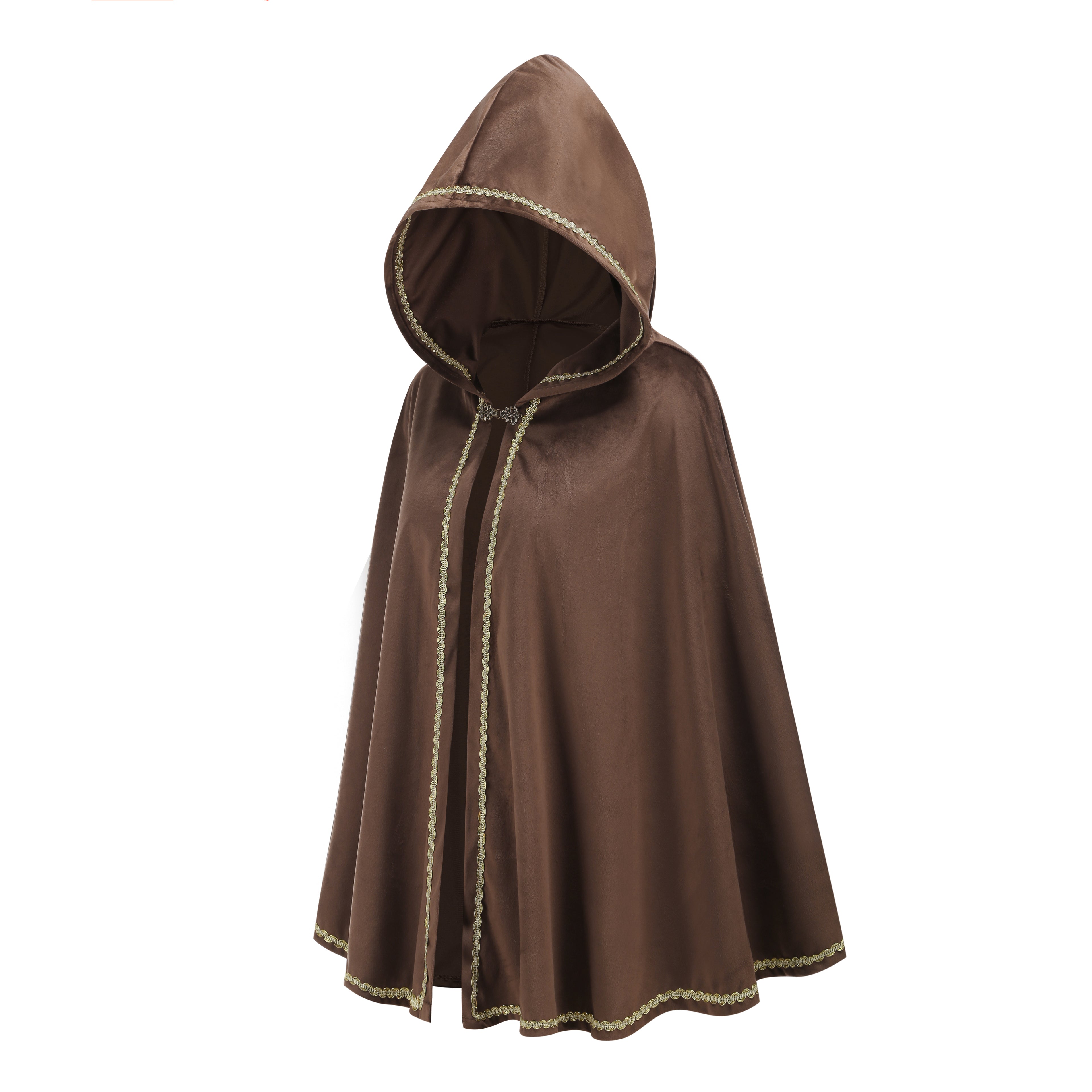 Adult Women Medieval Renaissance Hooded Cape Women Velvet Short Lace Cloak Victorian Halloween Witch Cosplay