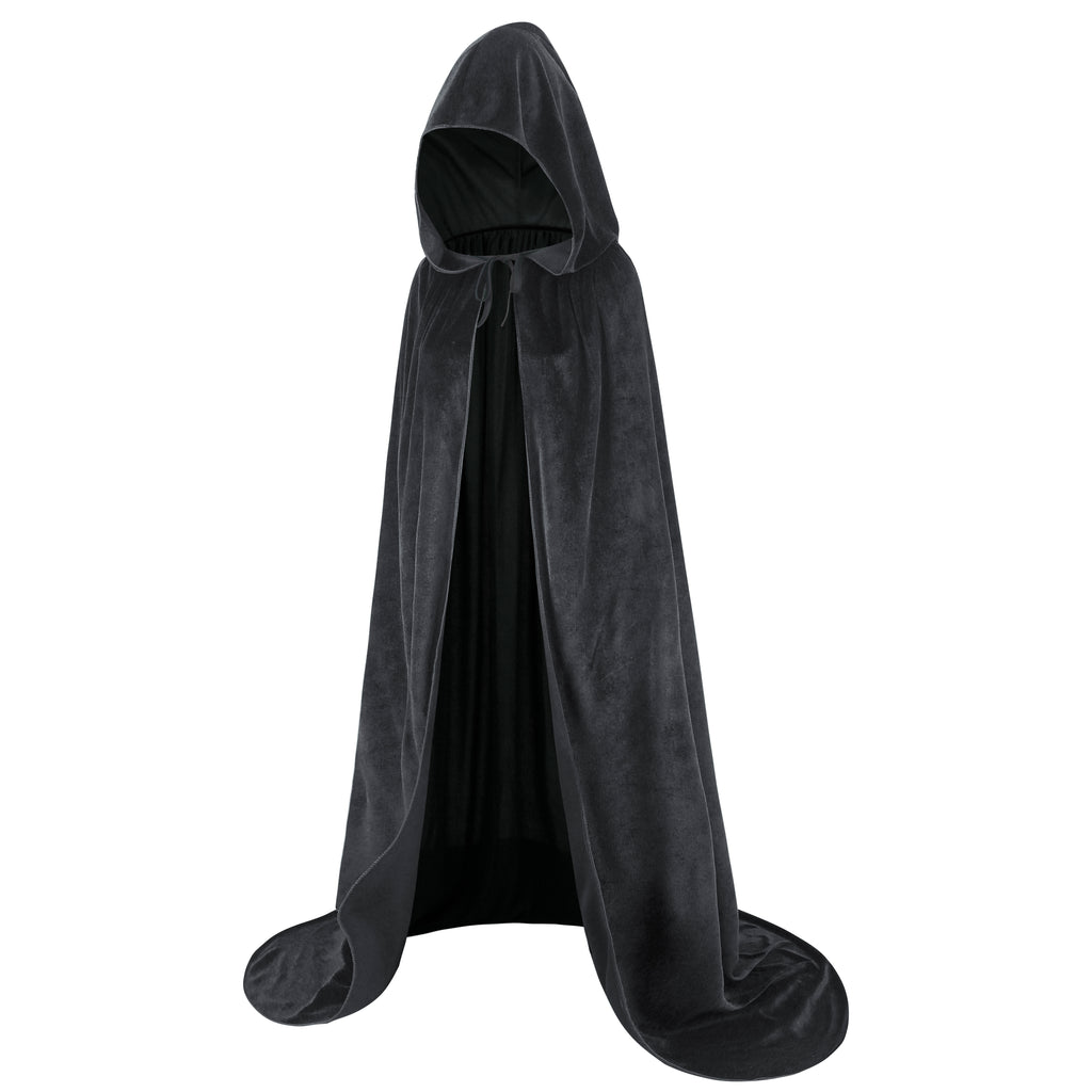 Adult Velvet Cloak Medieval Renaissance Long Cape with Hood for Hollween