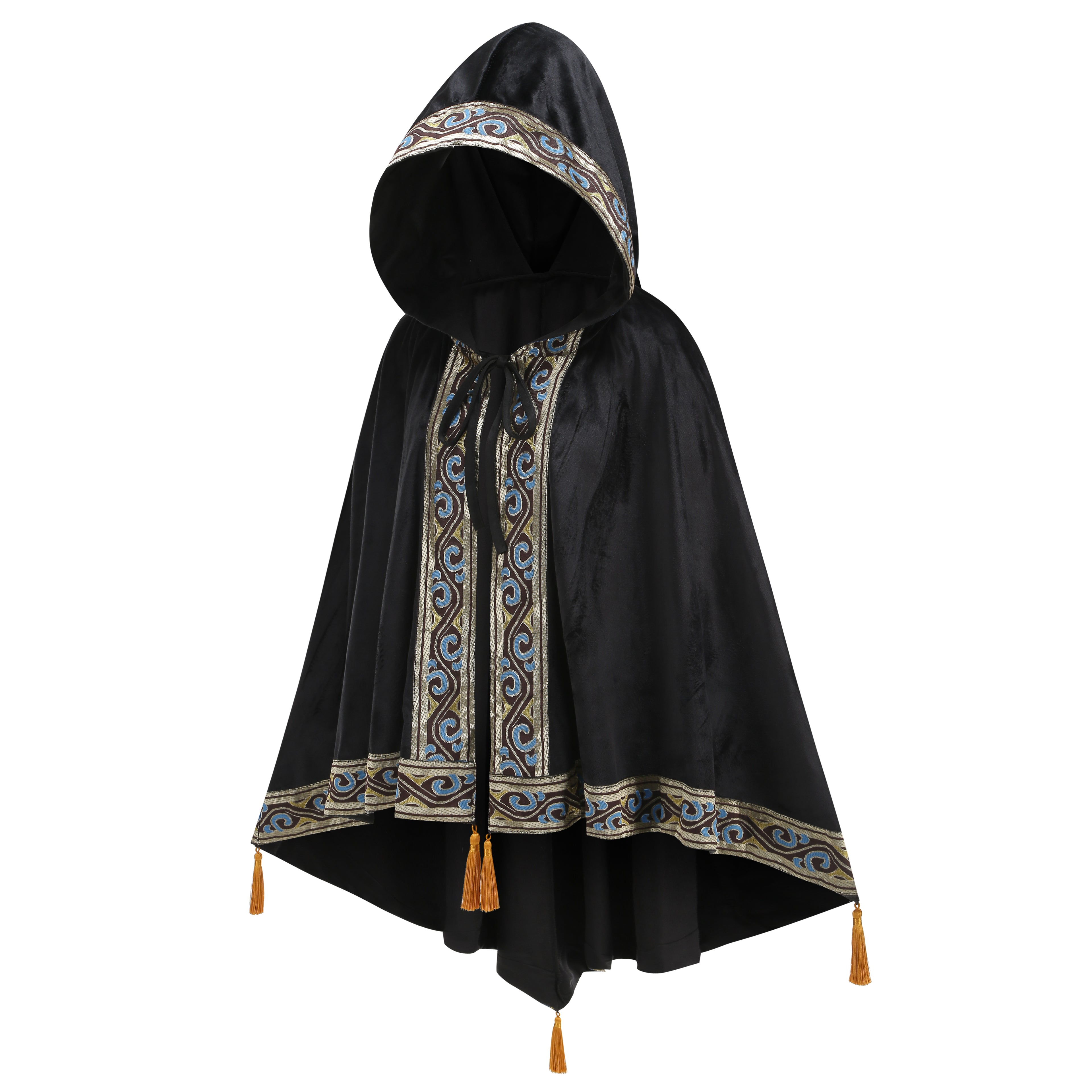 Adult Medieval Witch Hooded Cloak Women Man Renaissance Black Witchs Cape with Hood Halloween Cosplay