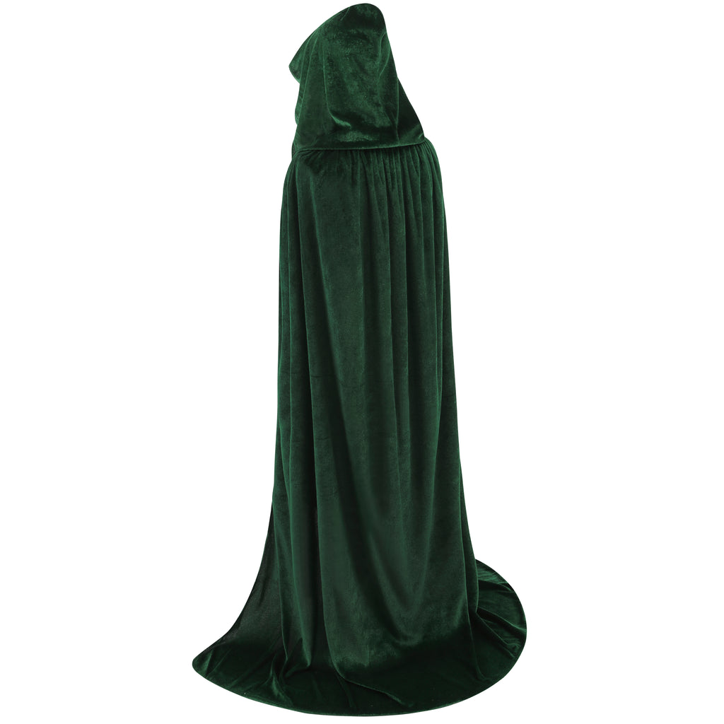 Unisex Velvet Hooded Cloak Adult Medieval Renaissance Long Cape with Hood Men Women Halloween Witch Cosplay Poncho