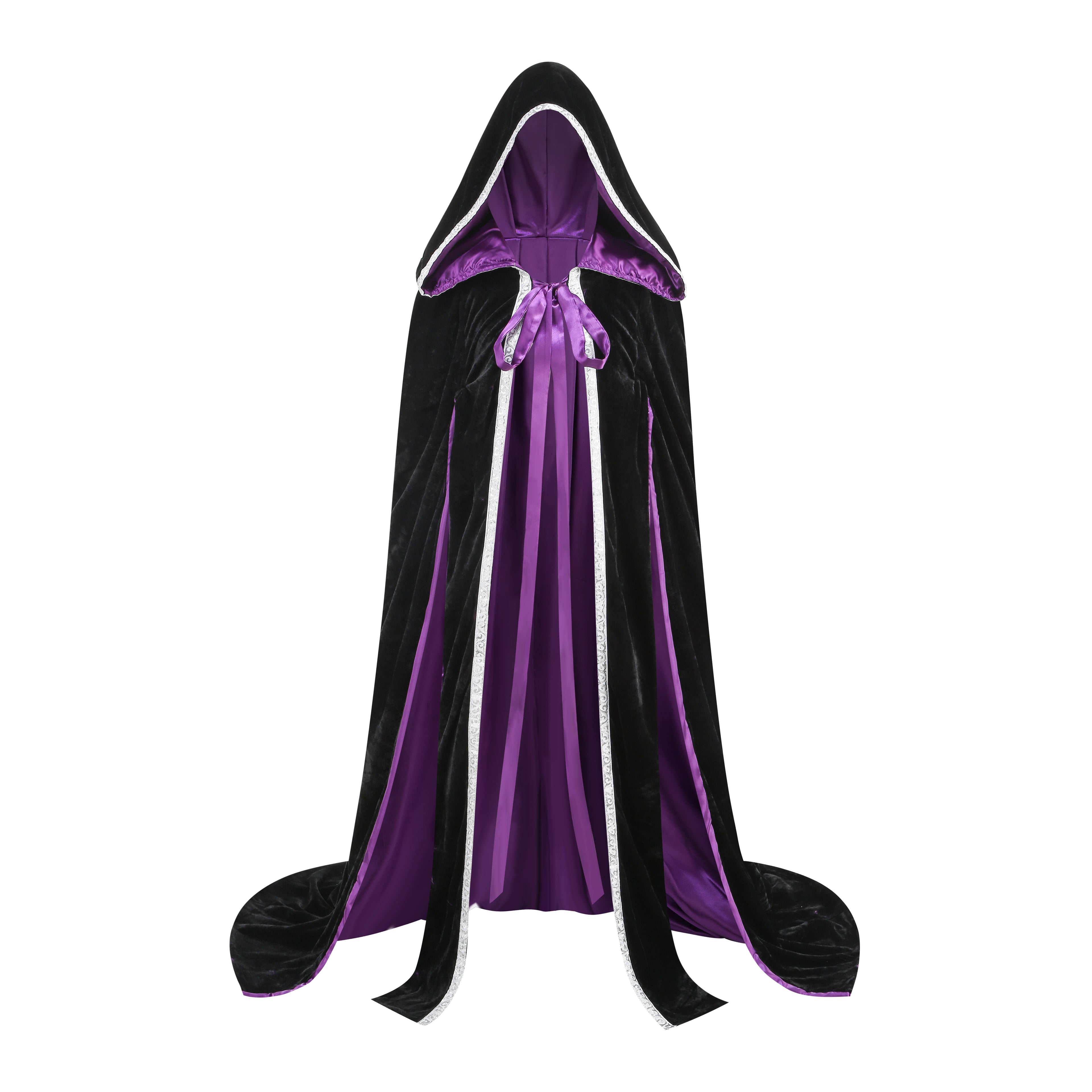 Unisex Wizard Cloak Robes With Hood Sleeves Lace Cape Cosplay Halloween Costume