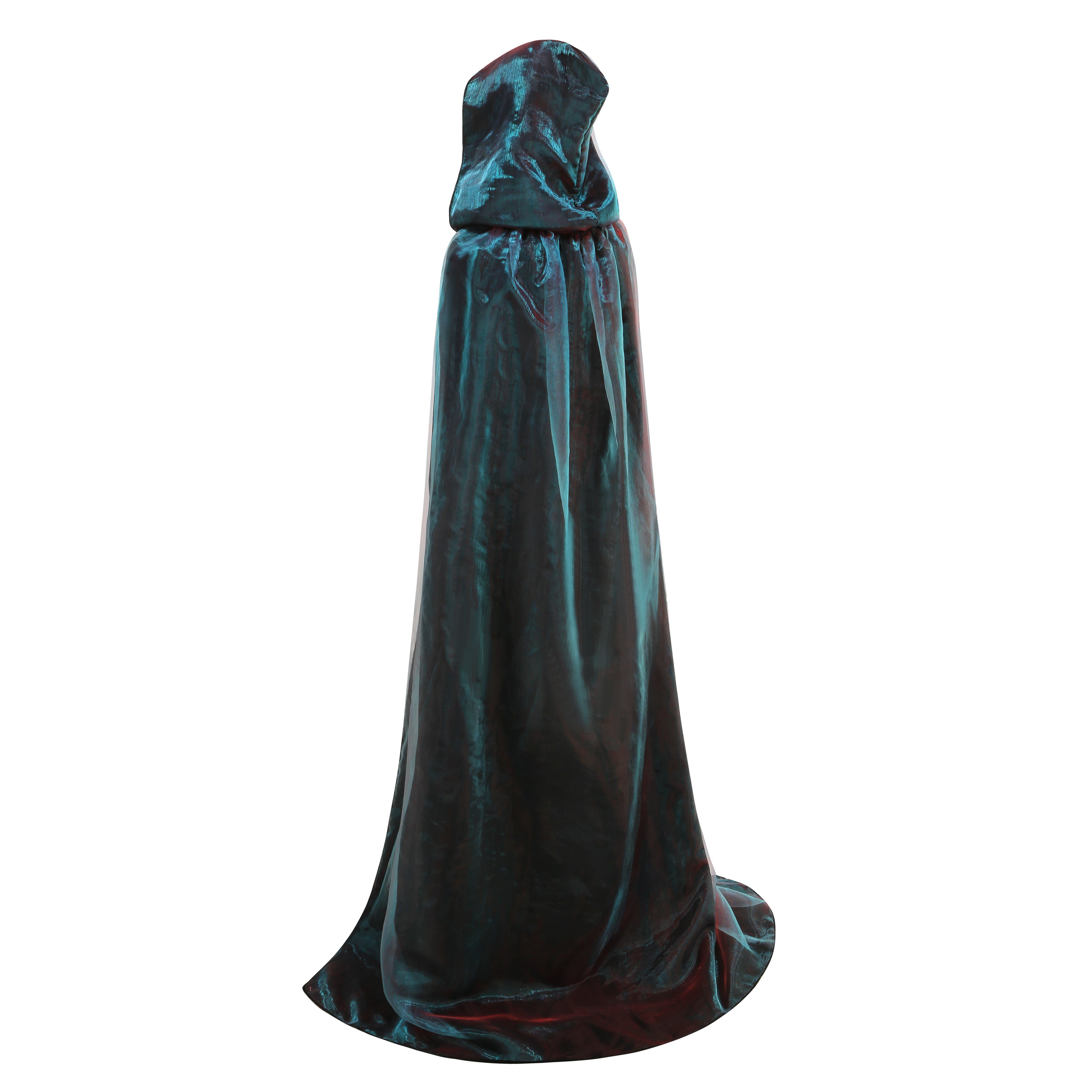 Adult Unisex Full Length Hooded Cloak Sparkle Shiny Cape with Hood Women Halloween Mardi Gras Wizard Cosplay Costume