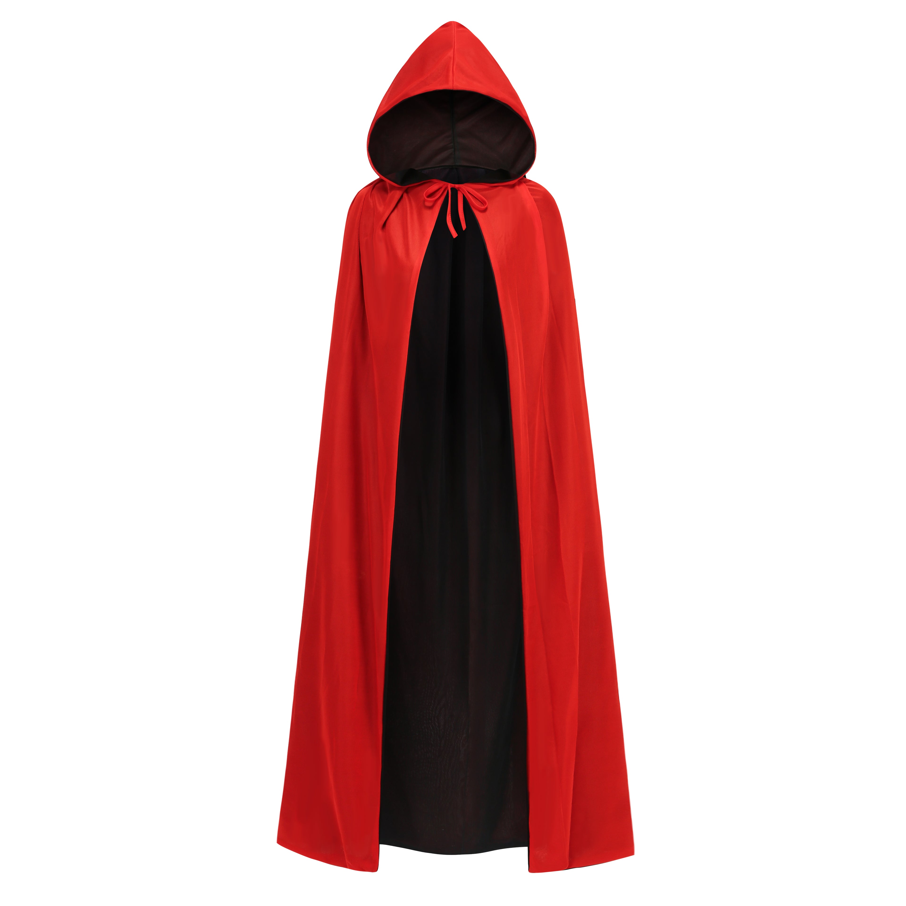 Stand Collar with Hood Reversible Cloak Masquerade Cape Costume, Black and Red,Black and purple