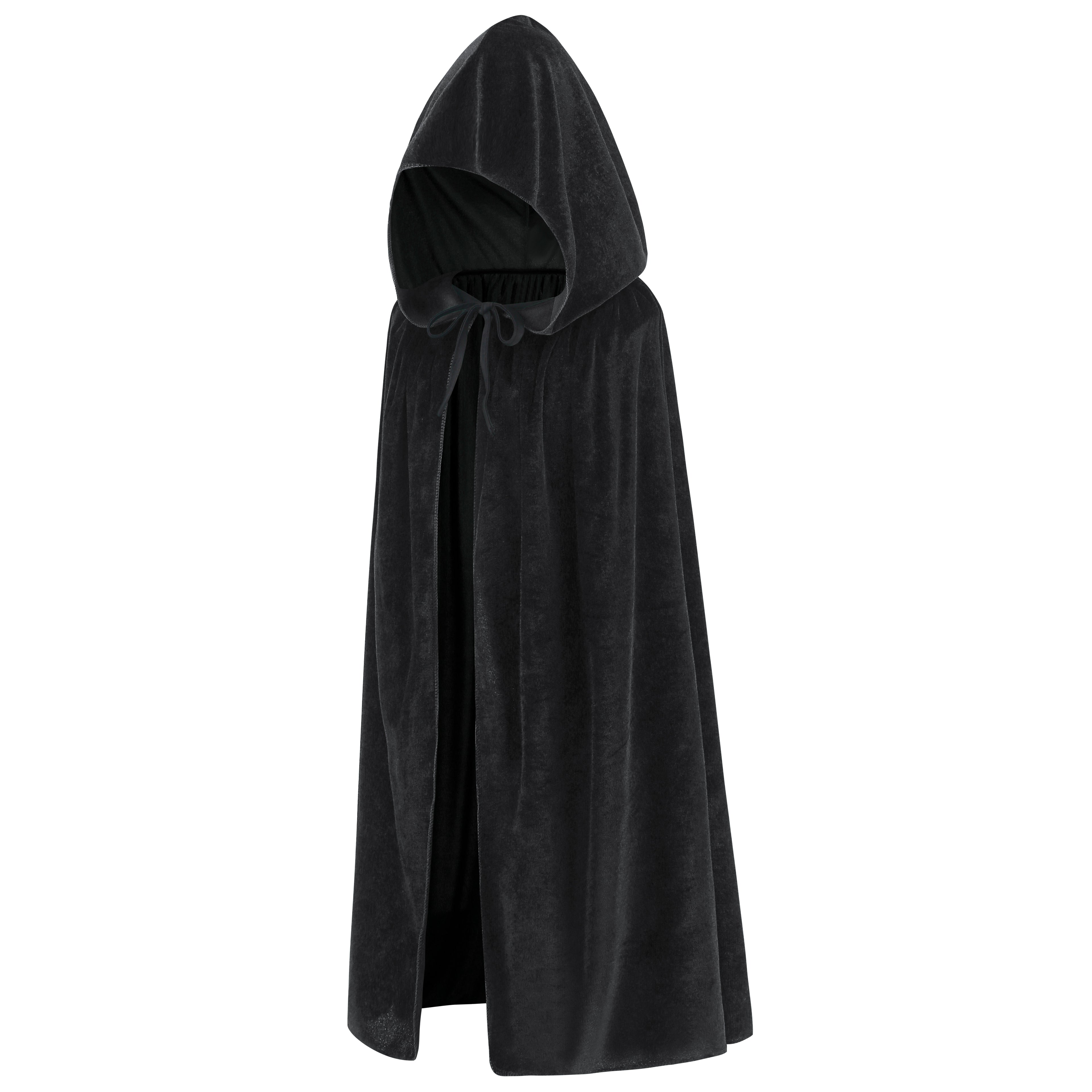 Adult Velvet Cloak Medieval Renaissance Long Cape with Hood for Hollween