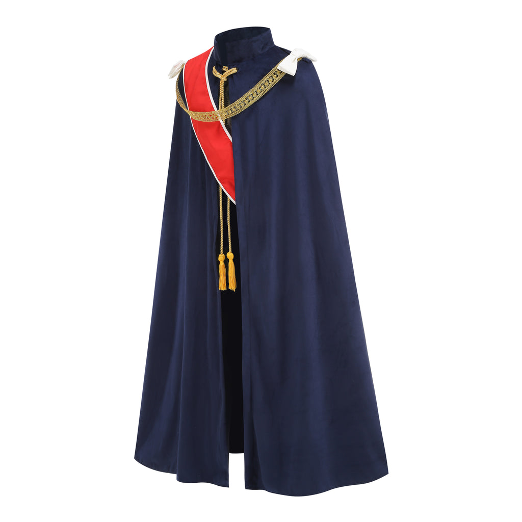 Men Royal Prince Velvet Cape Noble King Cloak 130CM 140CM 150CM Halloween Medieval Cosplay Costume