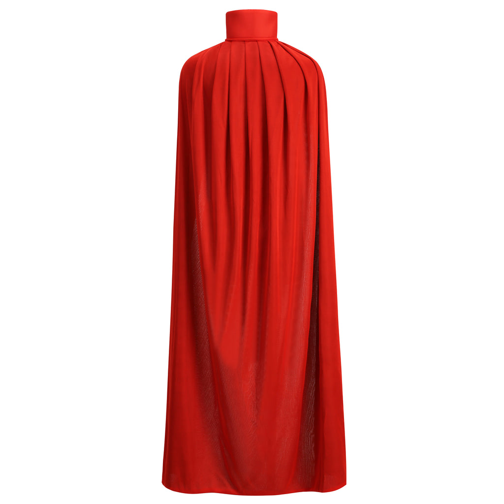 Stand Collar Hooded Cloak, Double-Sided Satin Cape for Men Women, Halloween Masquerade Costume