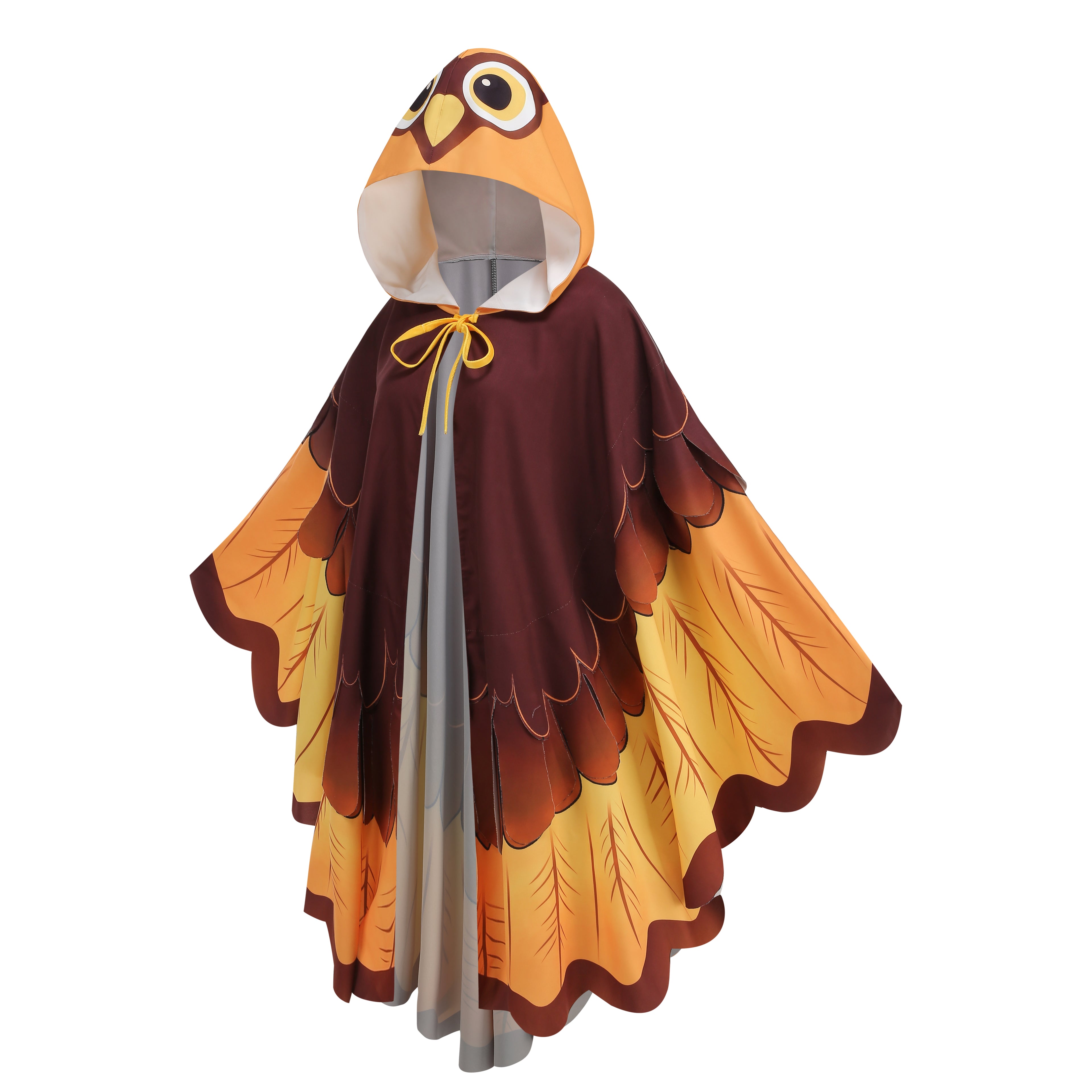 Adult Owl Hooded Cape Custom Printed Bird Cloak 100CM Women Halloween Cosplay Fancy Costume