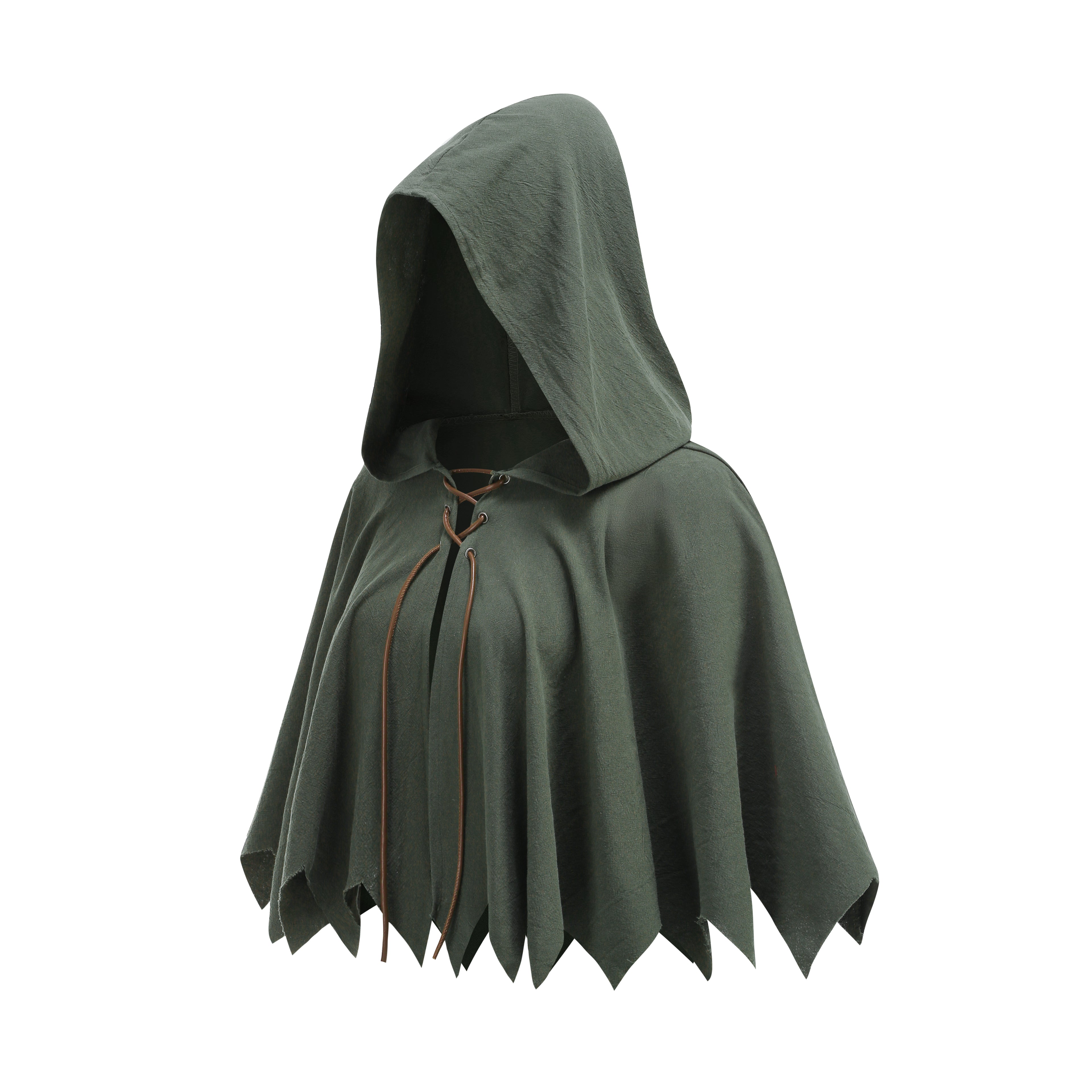 Medieval Cloak with Hood Shawl Renaissance Short Cape Halloween Christmas Party Outfits for Adult
